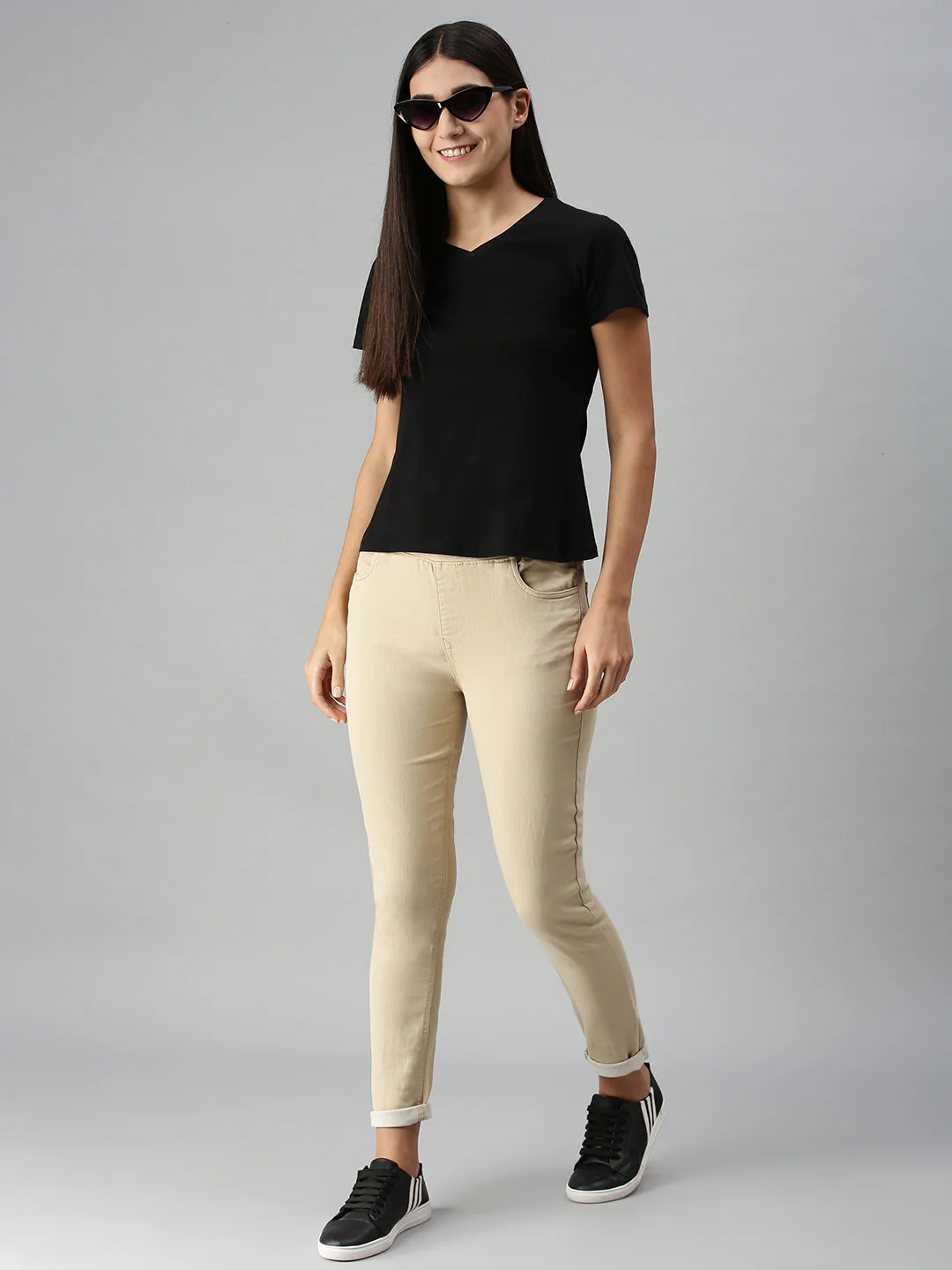 Women Beige Casual Legging - Image 4