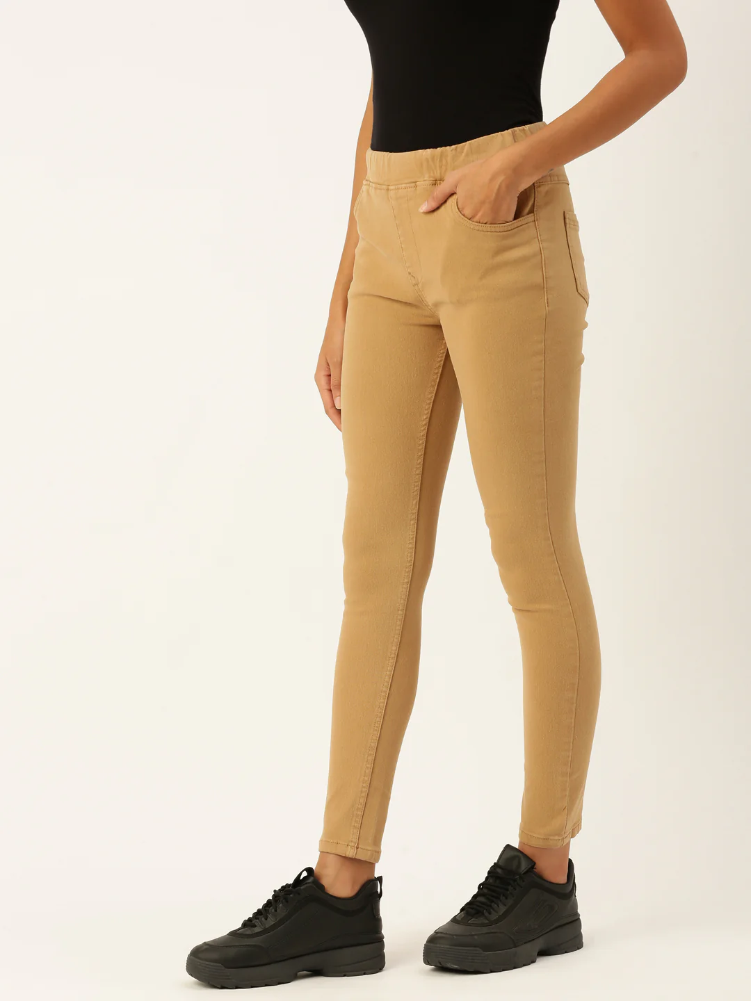 Women Beige Casual Legging - Image 3