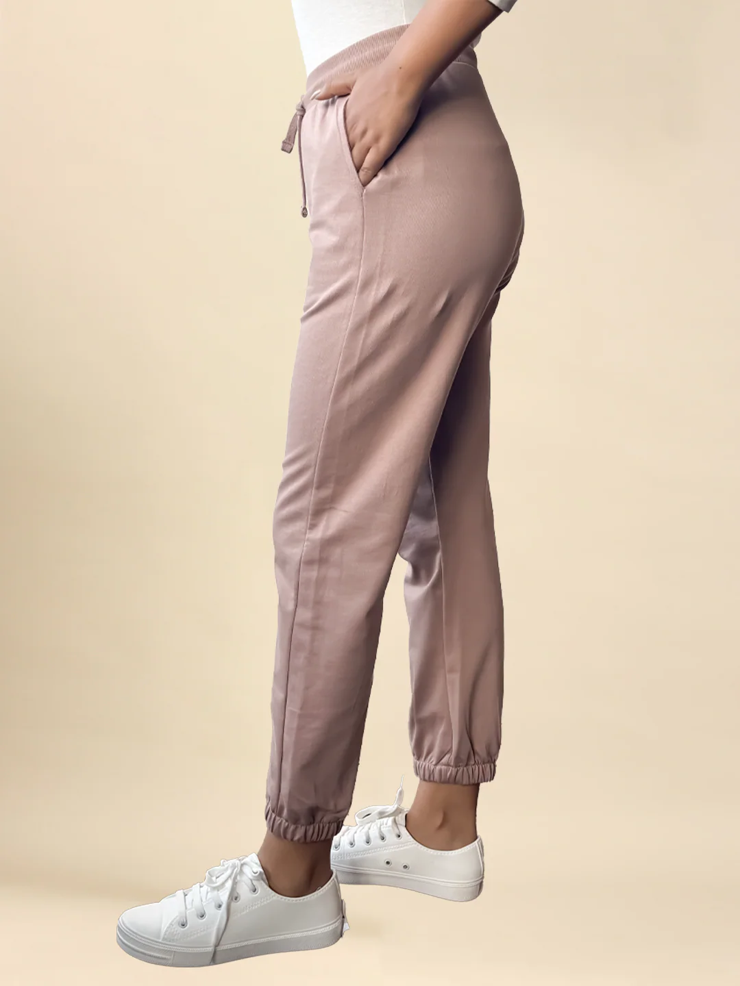 Women Beige Casual Jogger - Image 4