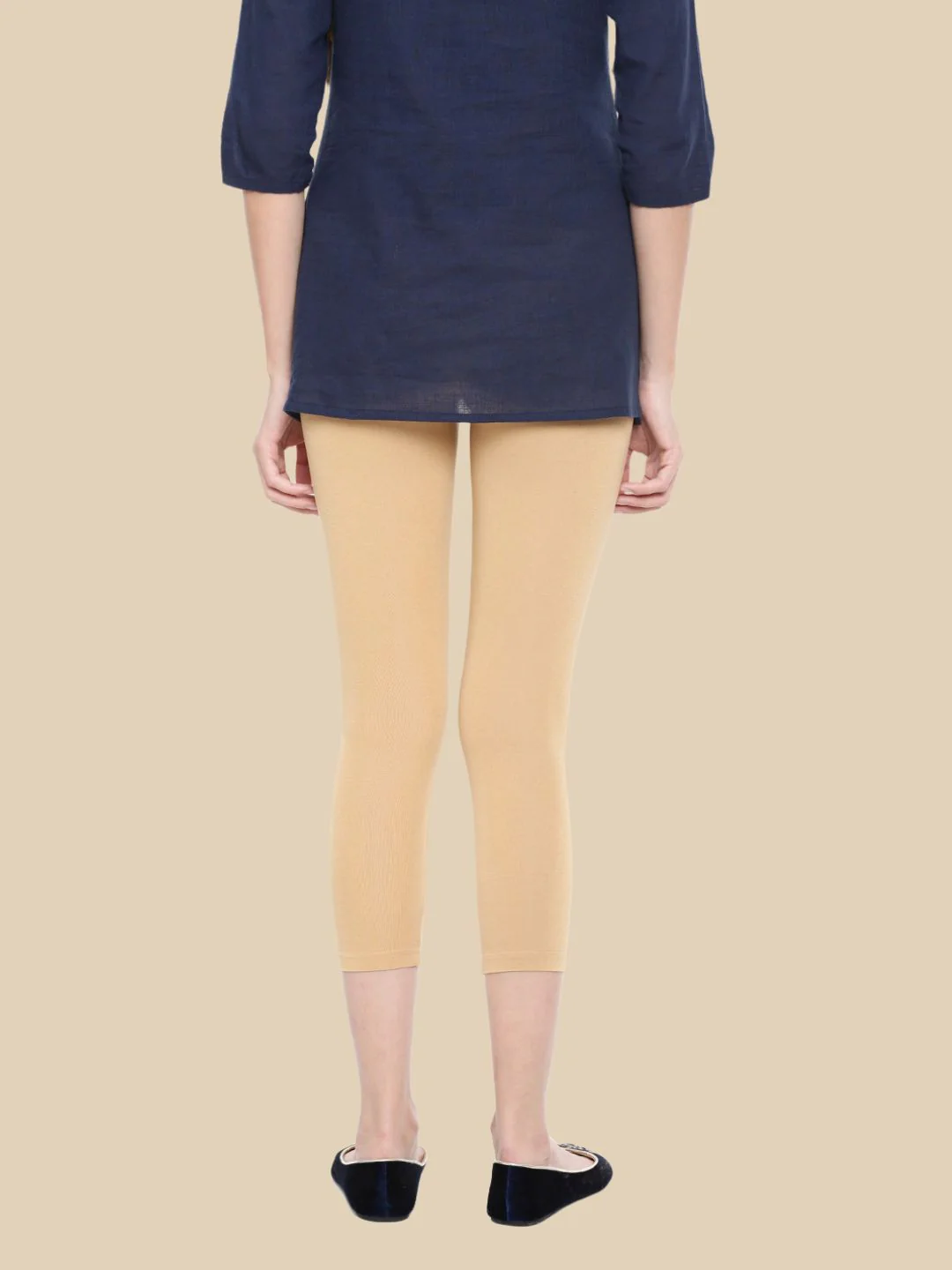 Women Beige Casual Leggings - Image 3