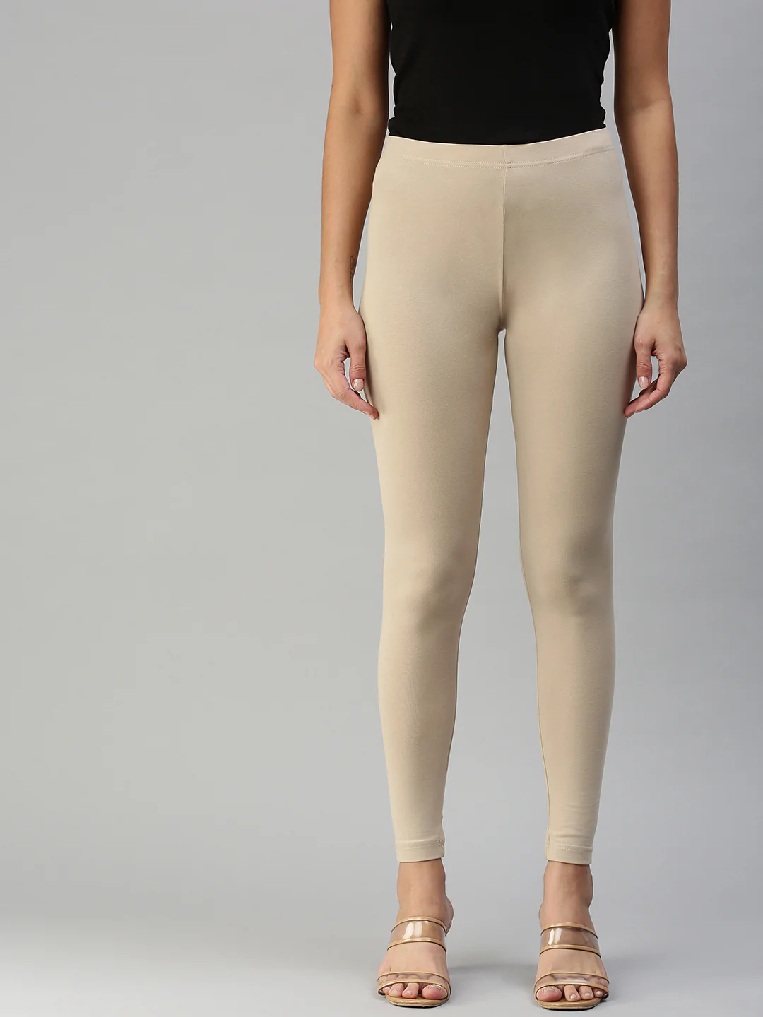 Women Beige Casual Leggings - Image 2