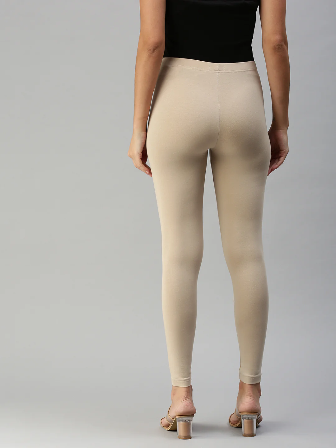 Women Beige Casual Leggings - Image 4