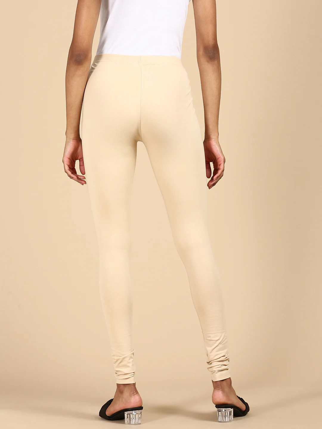 Women Beige Casual Leggings - Image 3