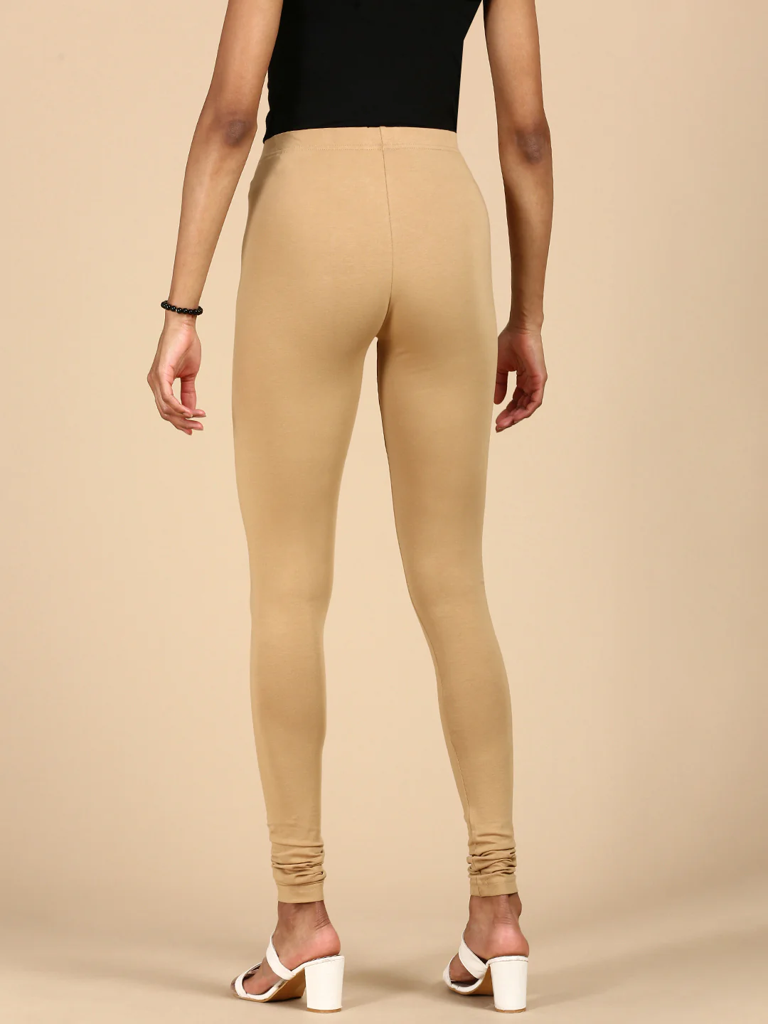 Women Beige Casual Leggings - Image 3