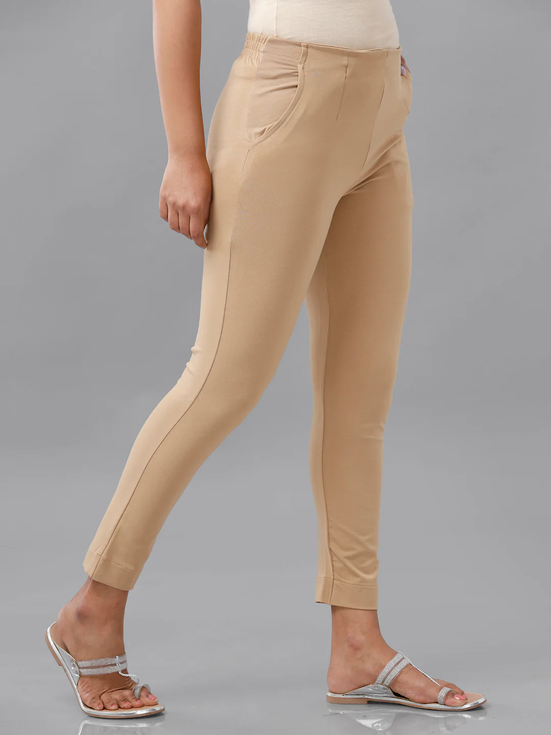 Women Beige Casual Palazzo - Image 2