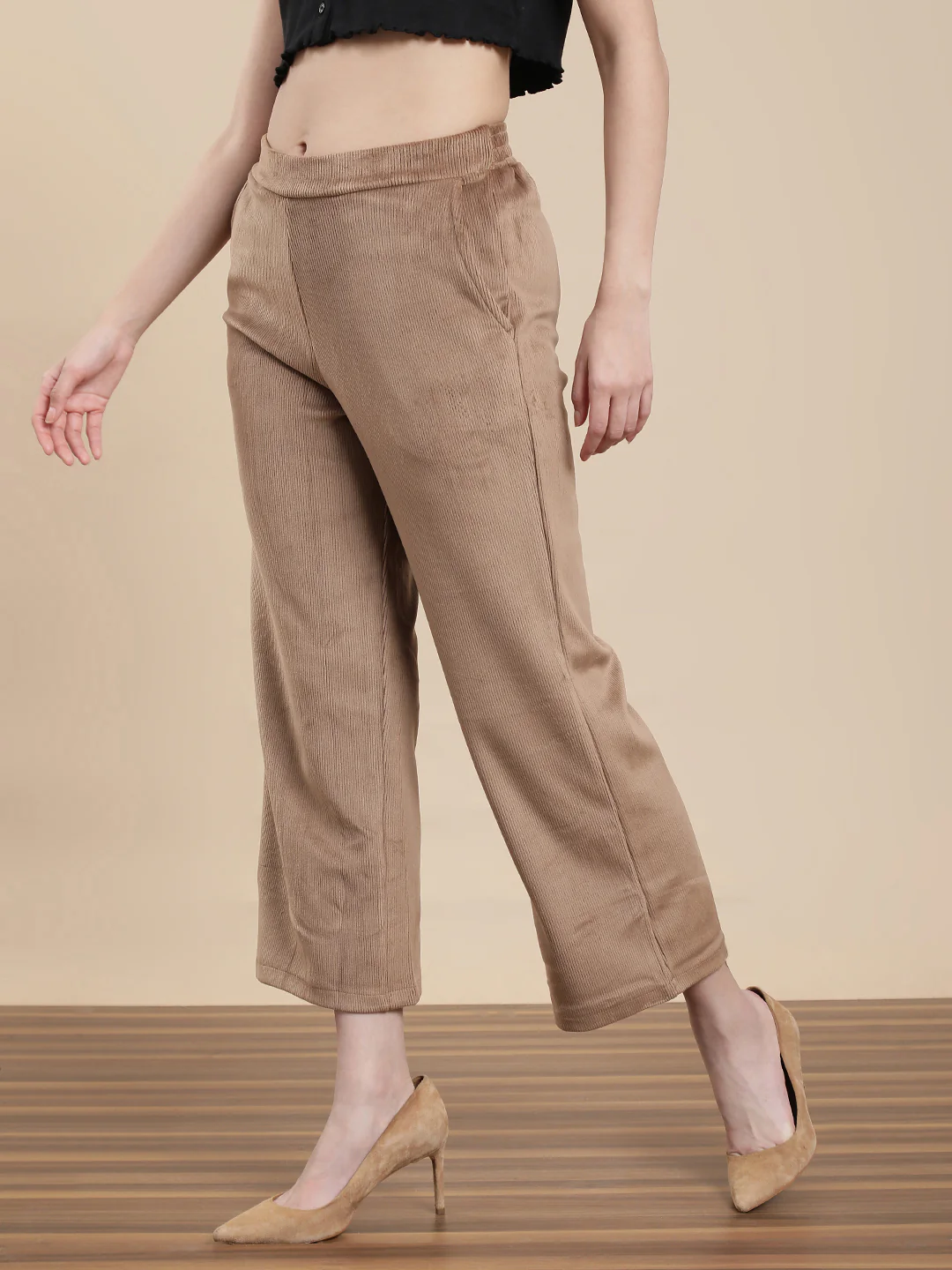 Women Beige Casual Palazzo - Image 4