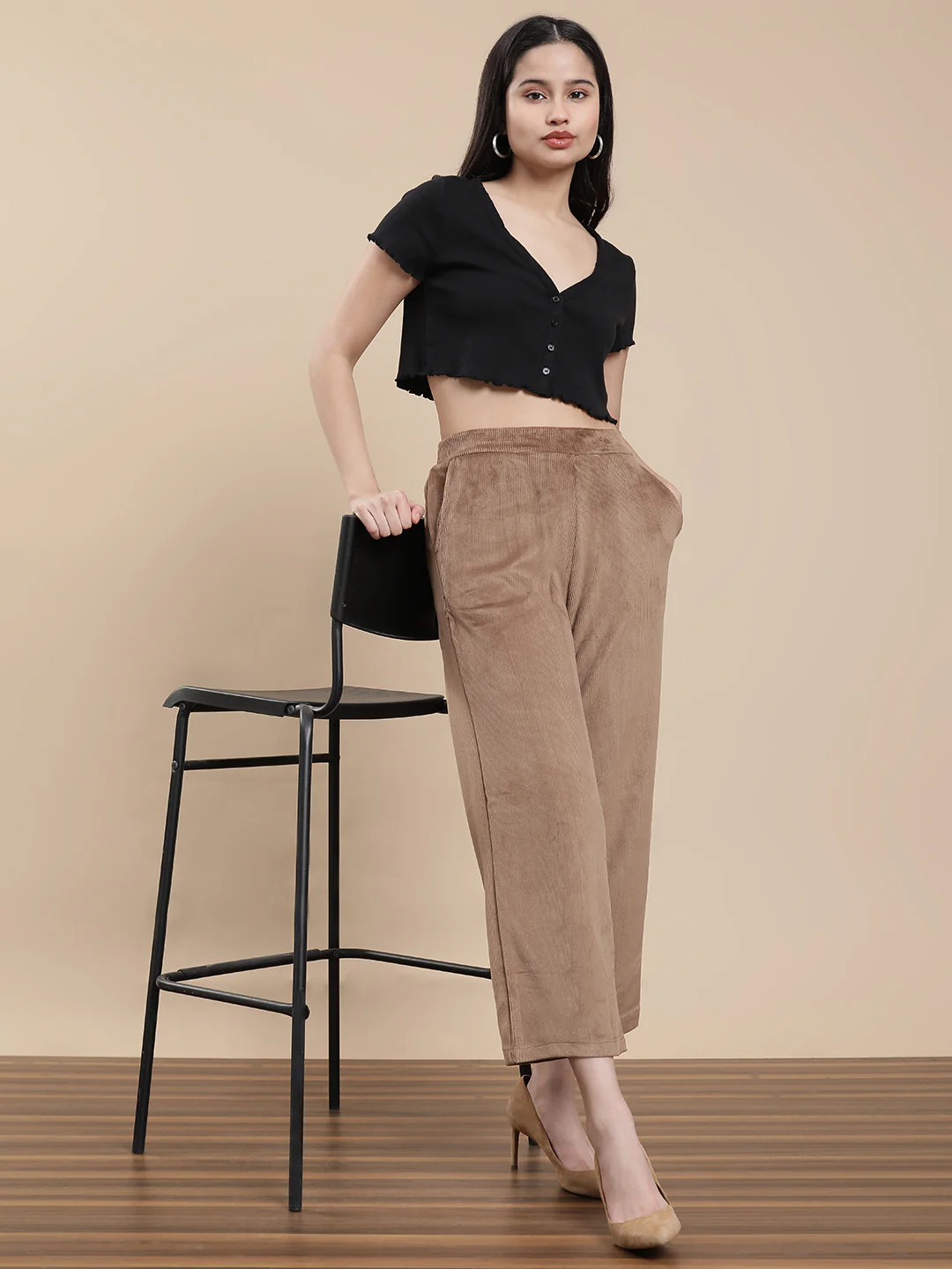 Women Beige Casual Palazzo - Image 5
