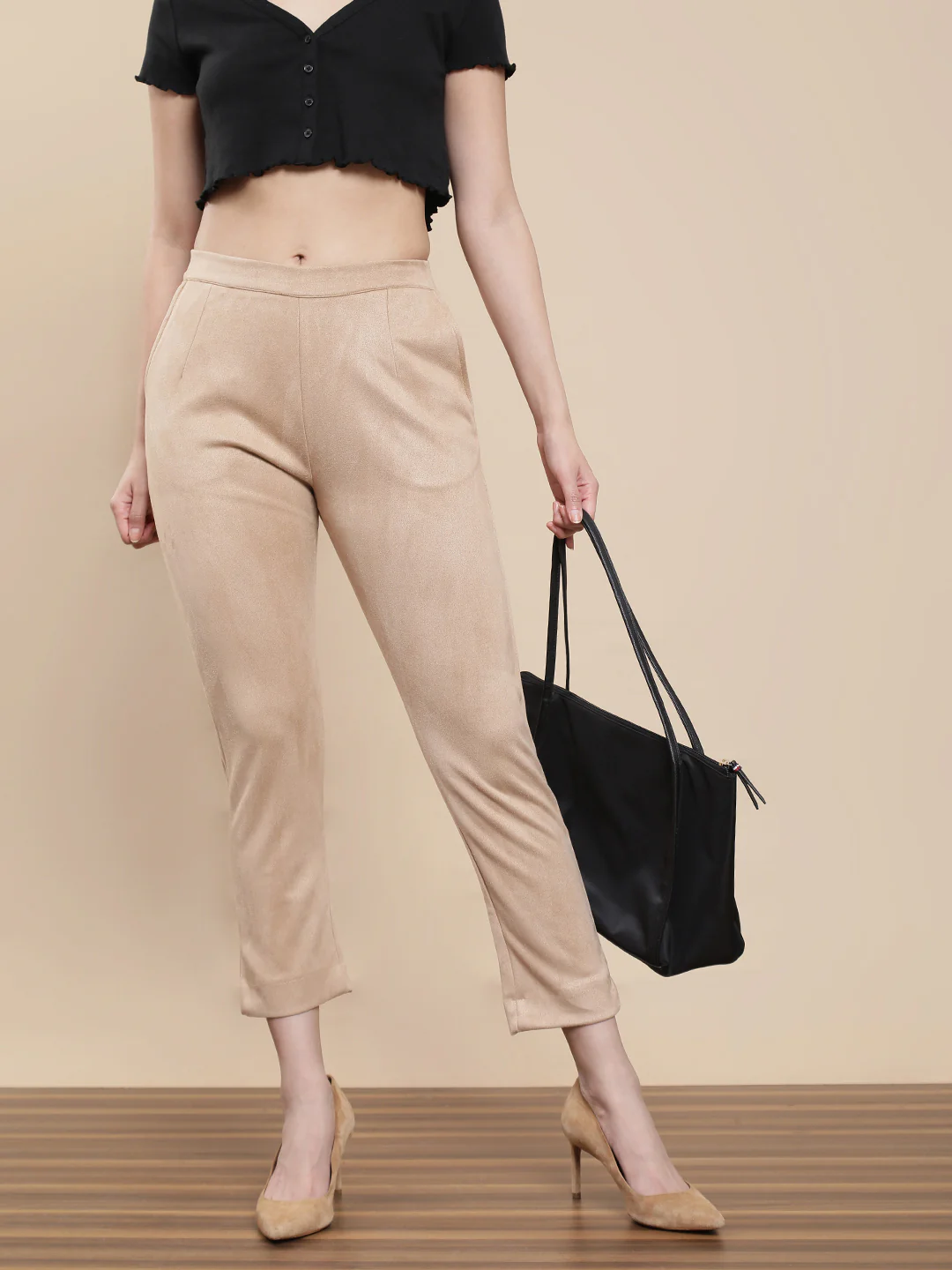Women Beige Casual Pants