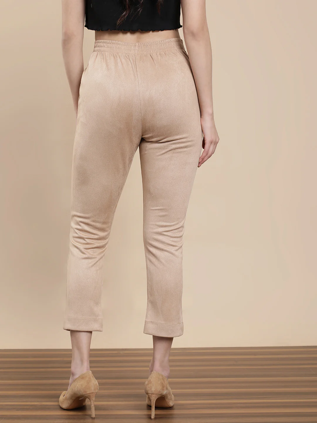 Women Beige Casual Pants - Image 2