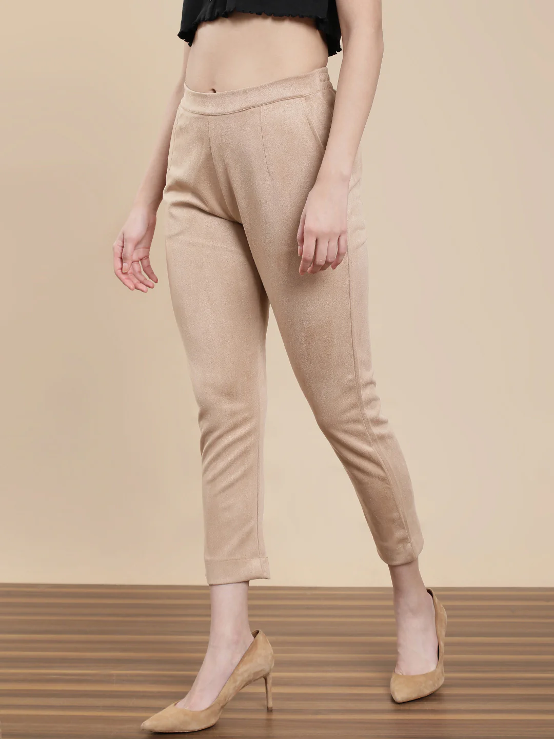 Women Beige Casual Pants - Image 4