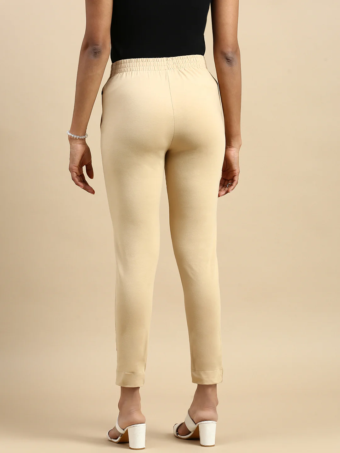Women Beige Casual Pants - Image 4