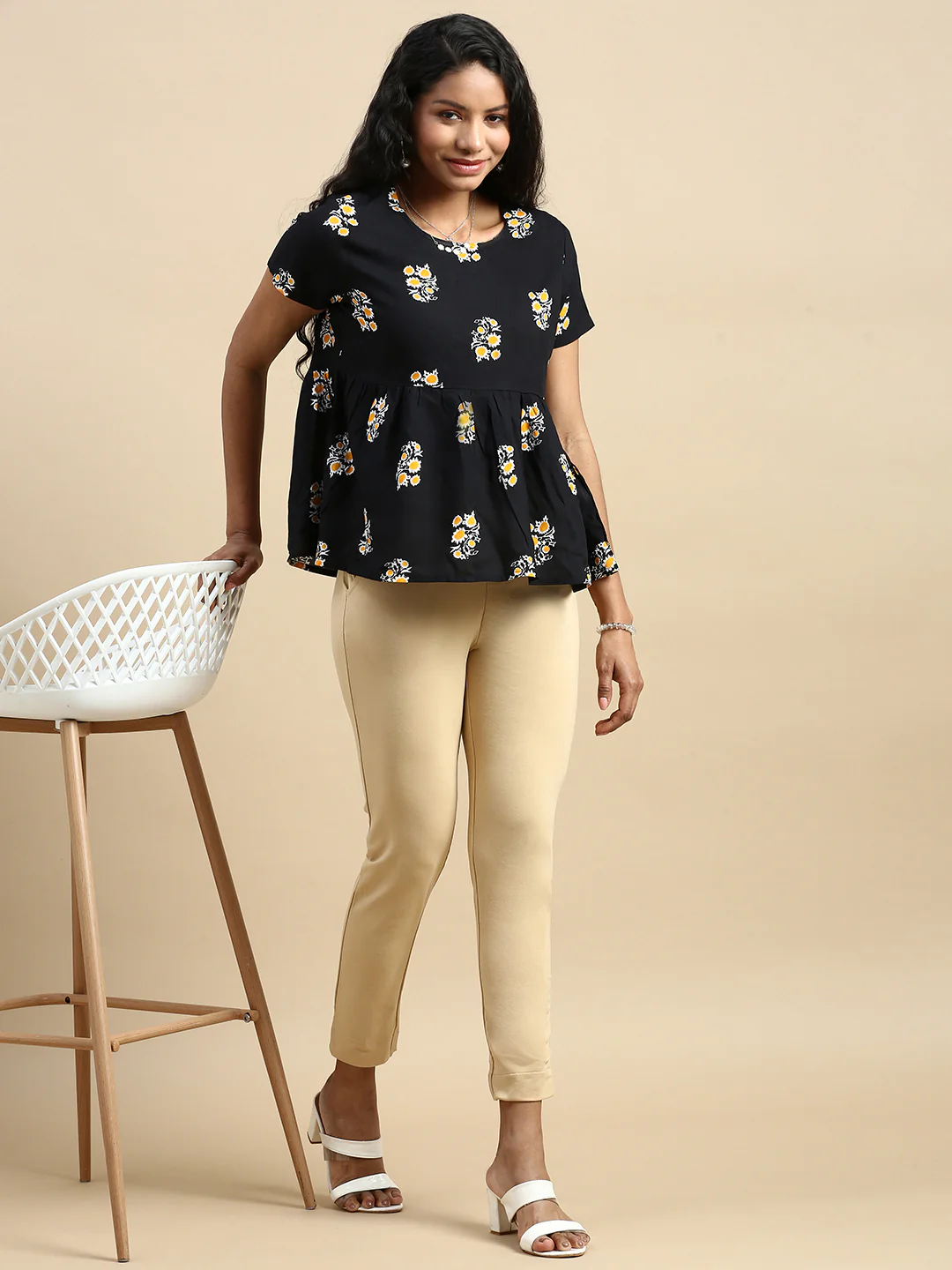 Women Beige Casual Pants - Image 5