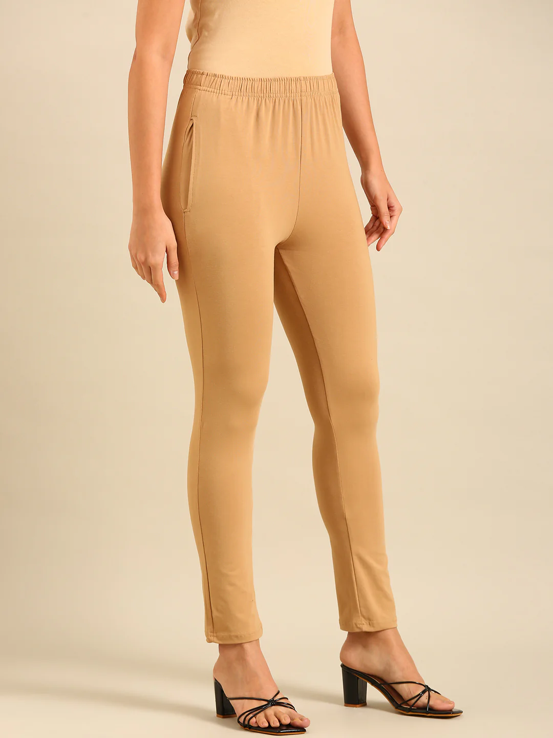 Women Beige Casual Pants - Image 3