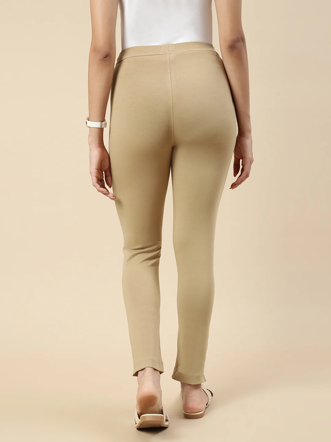 Women Beige Casual Pants - Image 5