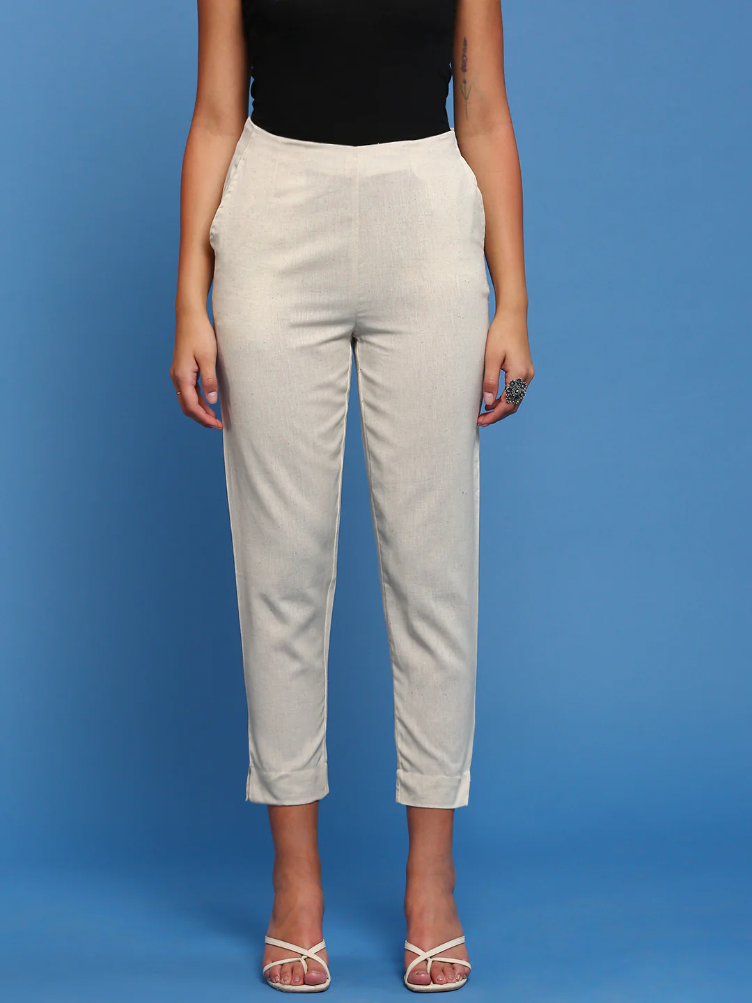 Women Beige Casual Pants - Image 2