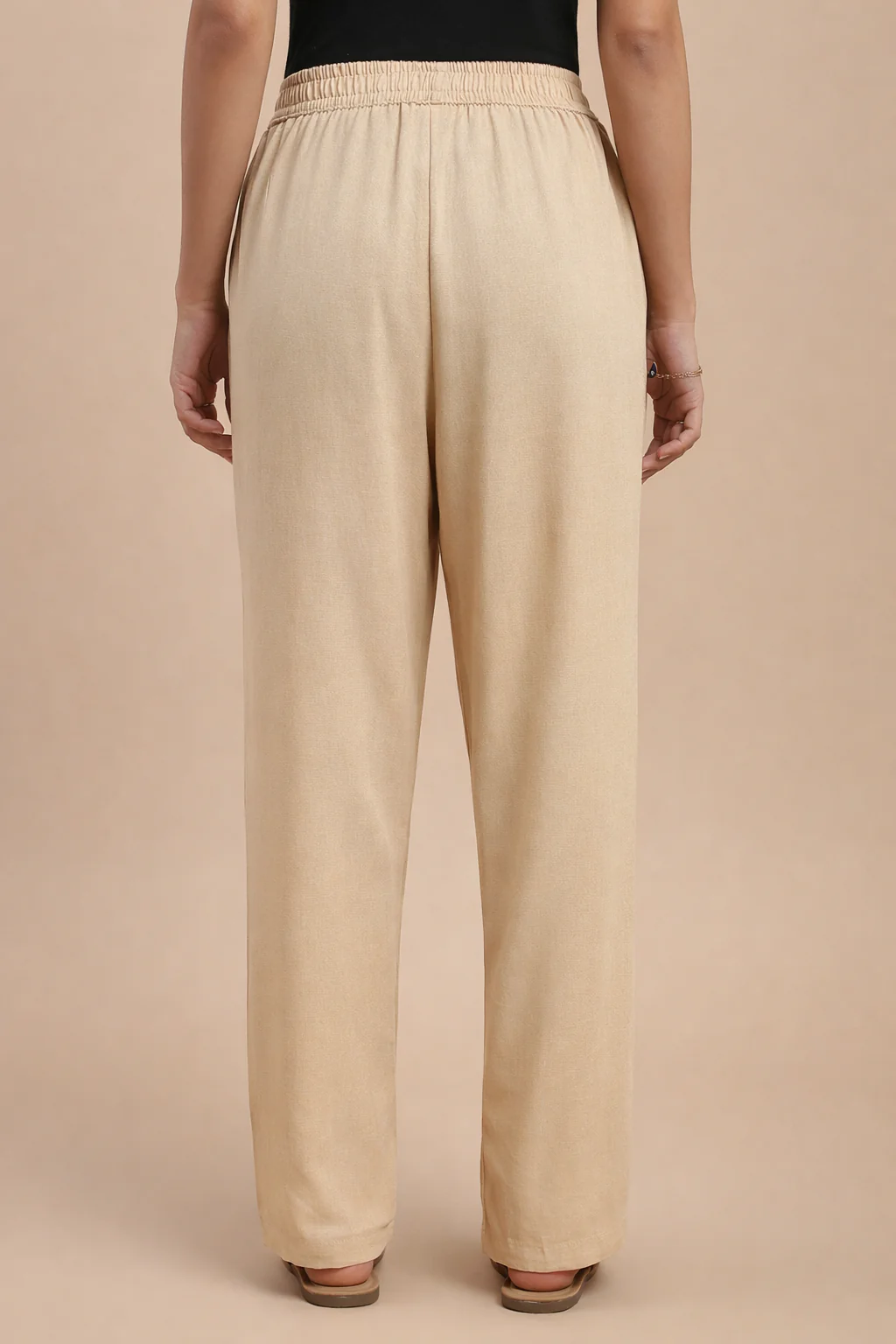 Women Beige Casual Pants - Image 2
