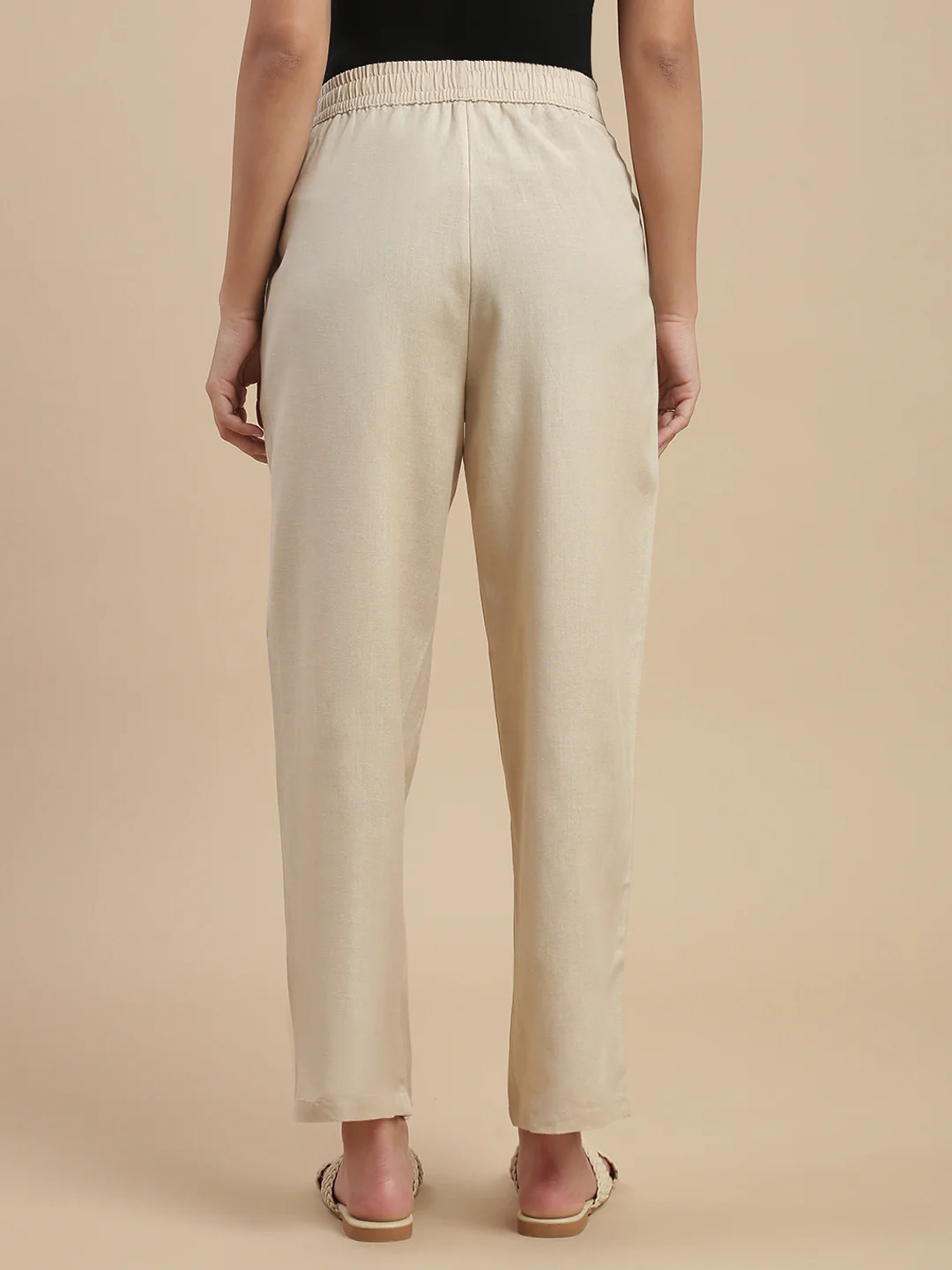 Women Beige Casual Pants - Image 4