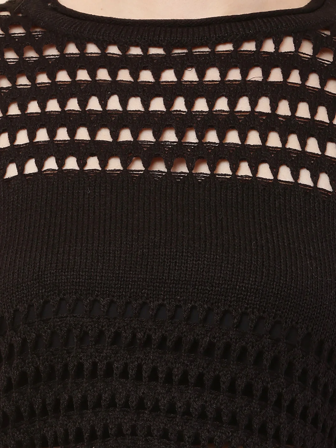 Women Black Crochet Sweater - Image 5