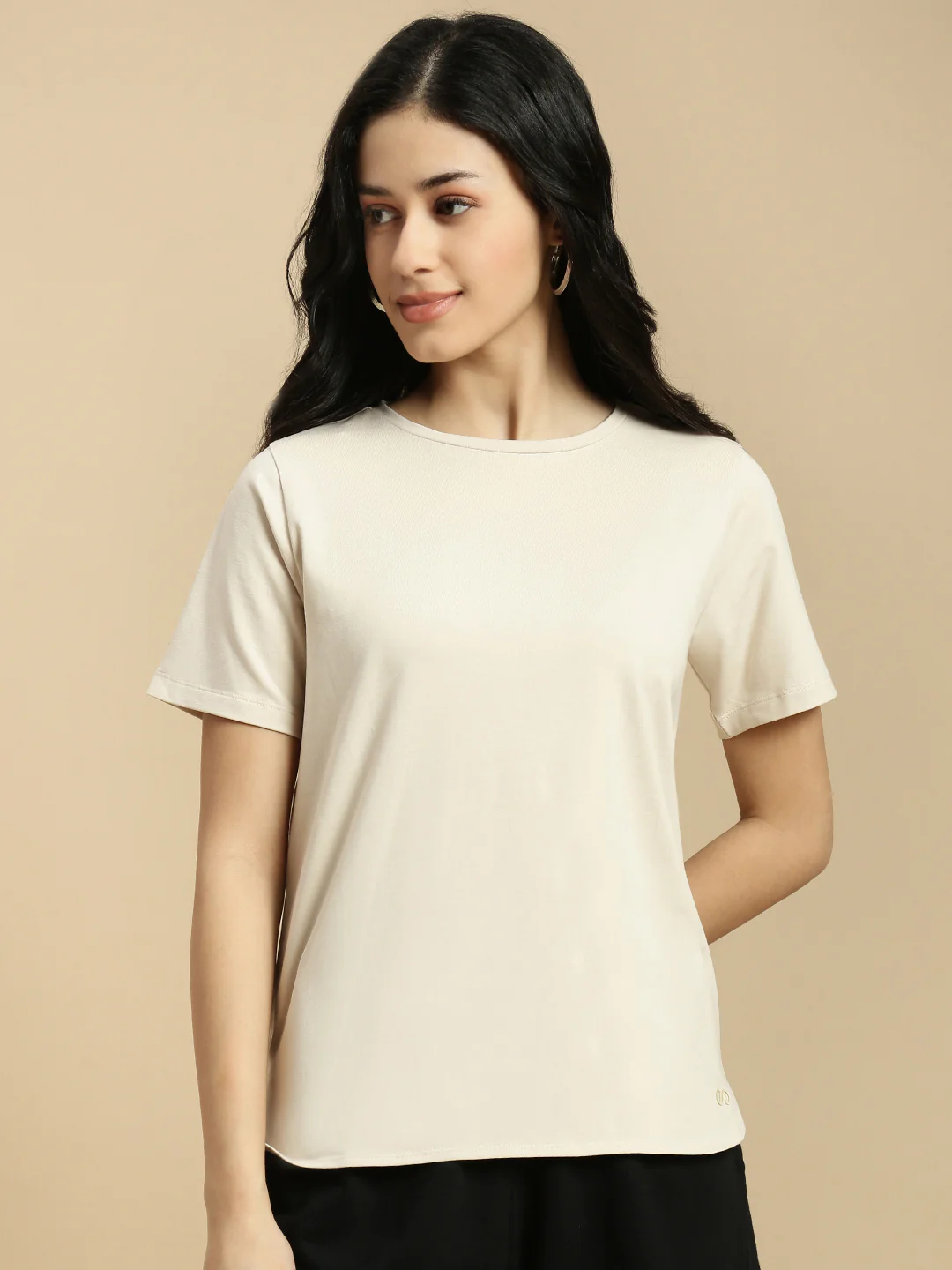 Women Beige Half Sleeve Top - Image 2