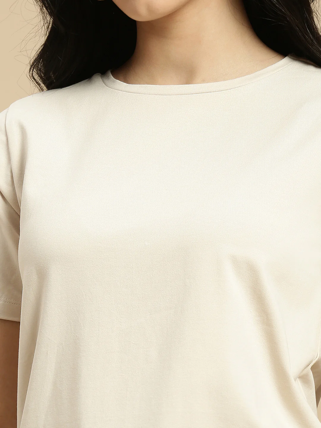 Women Beige Half Sleeve Top - Image 6