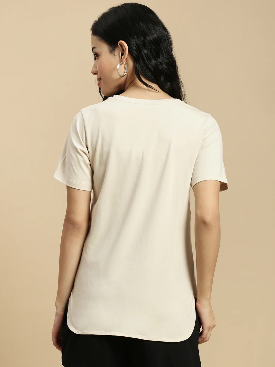 Women Beige Half Sleeve Top - Image 3