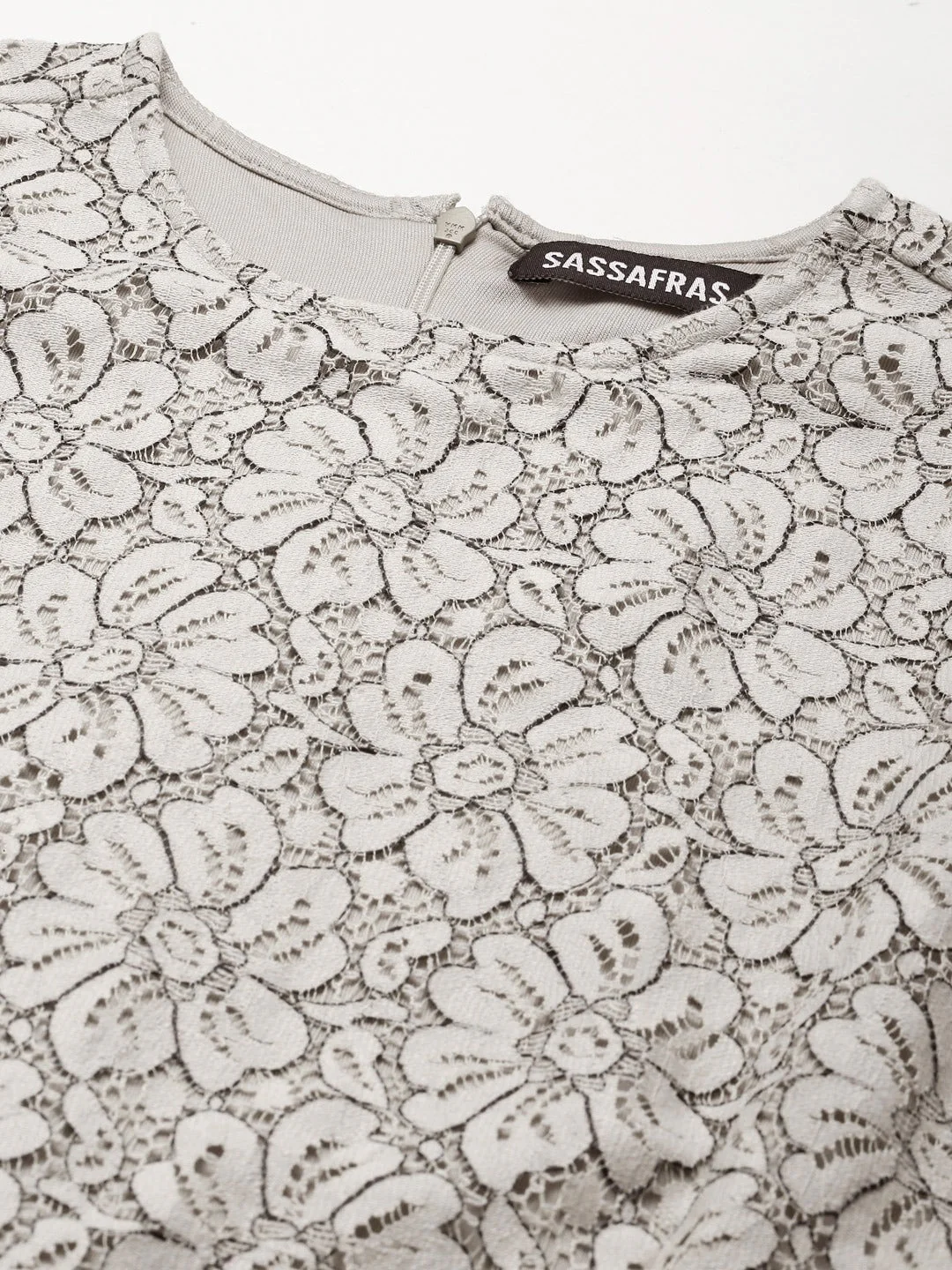 Women Beige Lace Waist Cut-Out Dress - Image 5