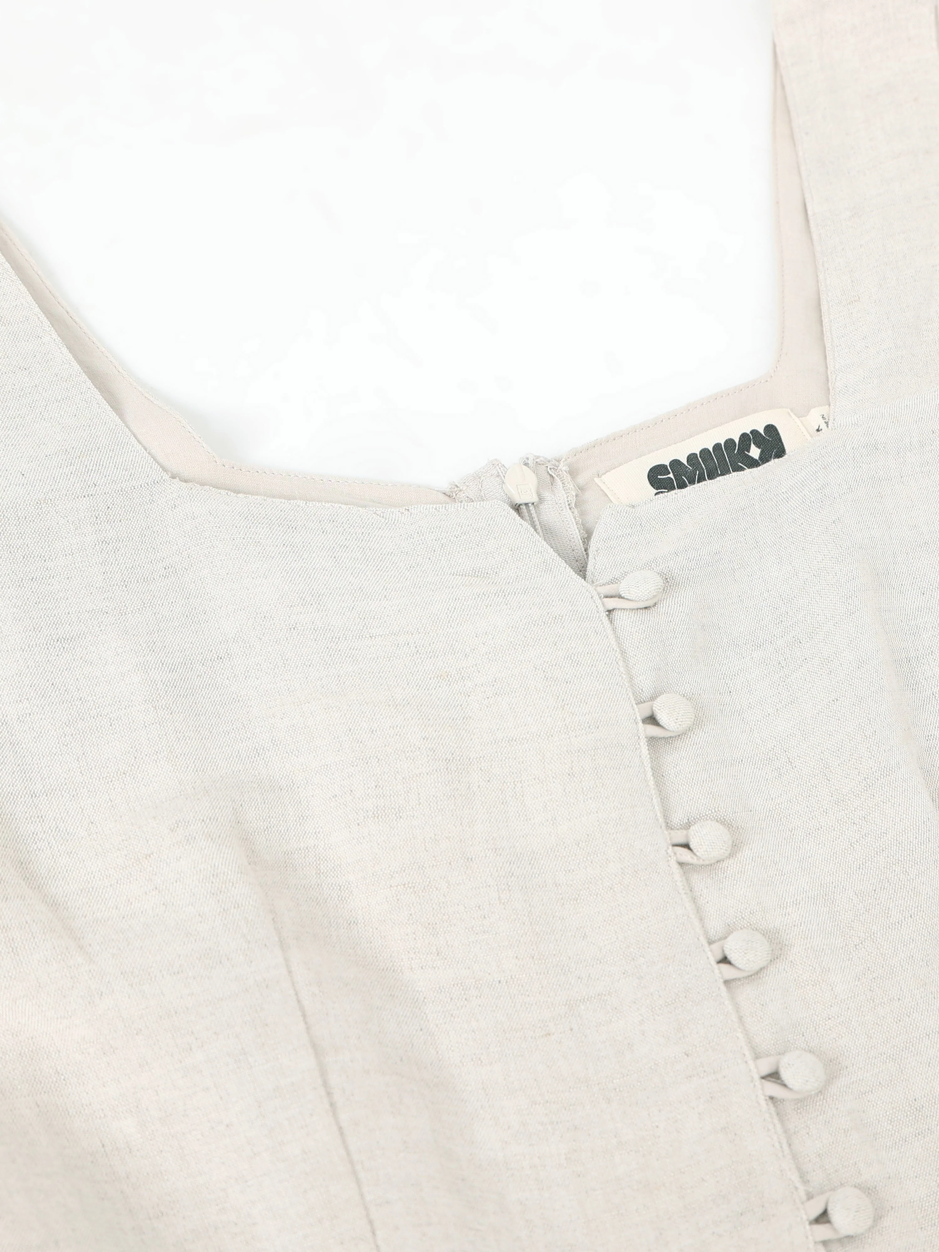 Women Beige Linen Blend Dress - Image 7