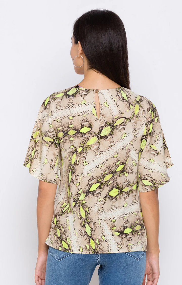 Women Beige Printed Top - Image 3