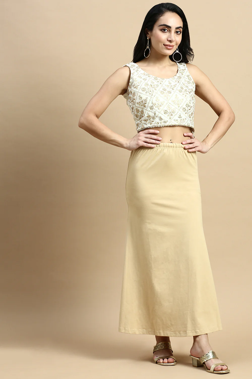 Women Beige Saree Shapewear - Image 5