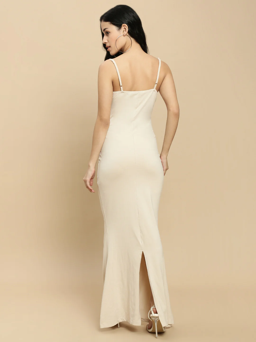 Women Beige Sleeveless Dress - Image 3
