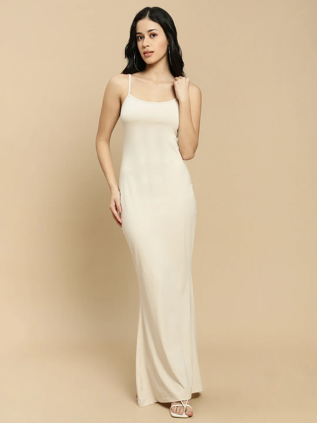 Women Beige Sleeveless Dress - Image 5