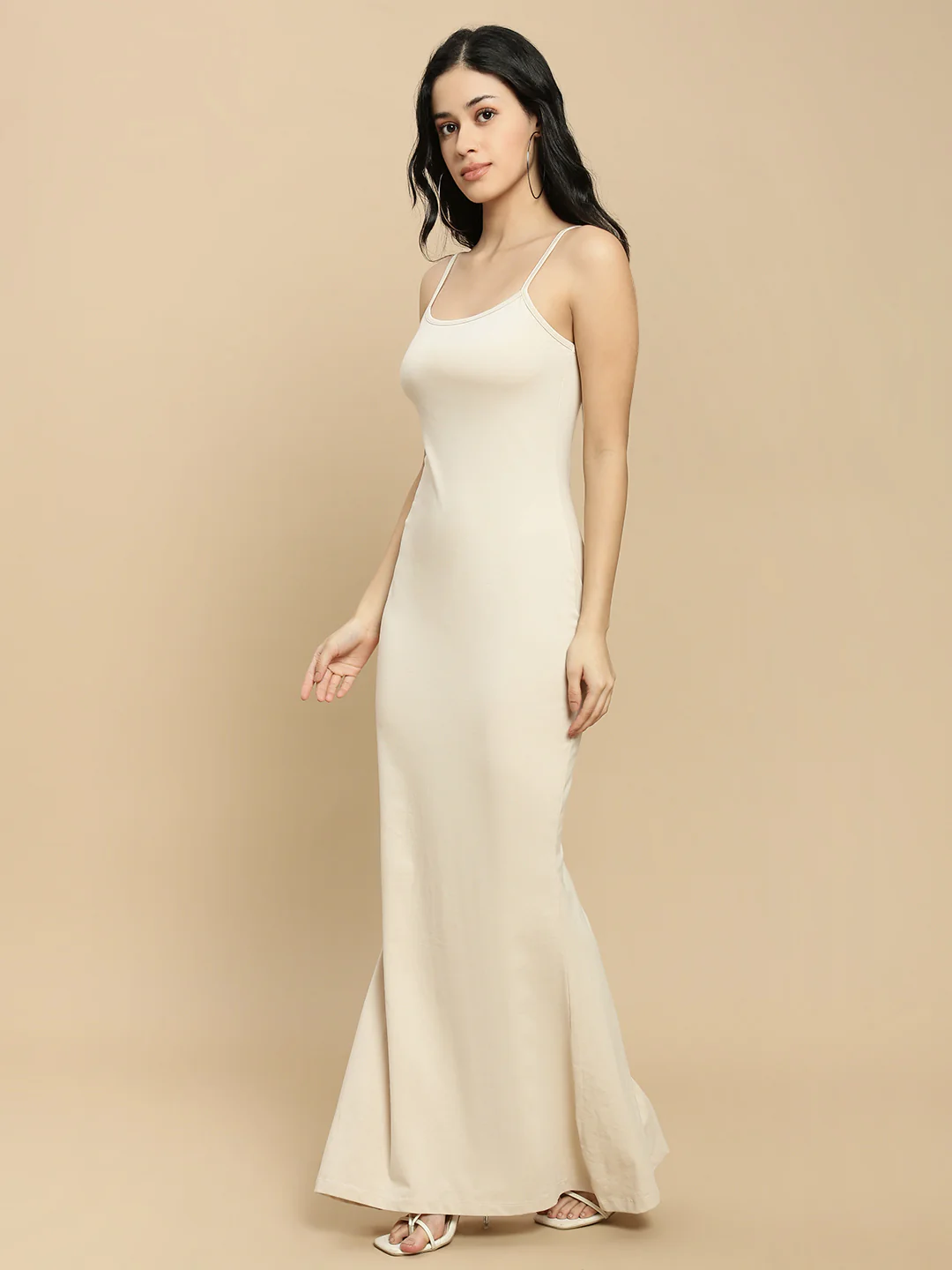 Women Beige Sleeveless Dress - Image 6
