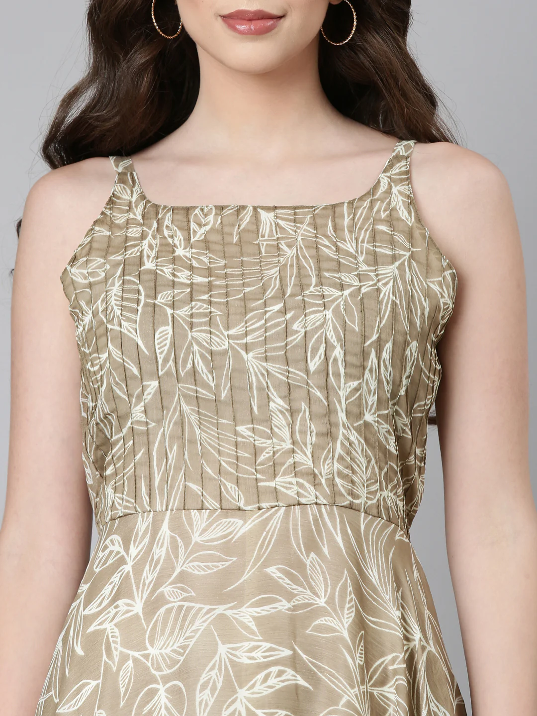 Women Beige Floral Chiffon Dress - Image 10