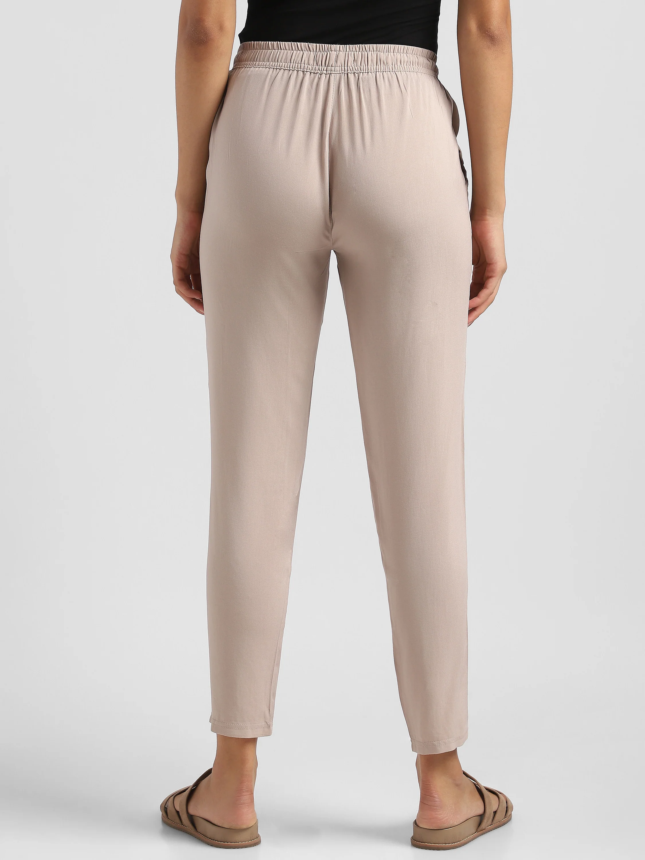 Women Beige Straight fit pants - Image 4