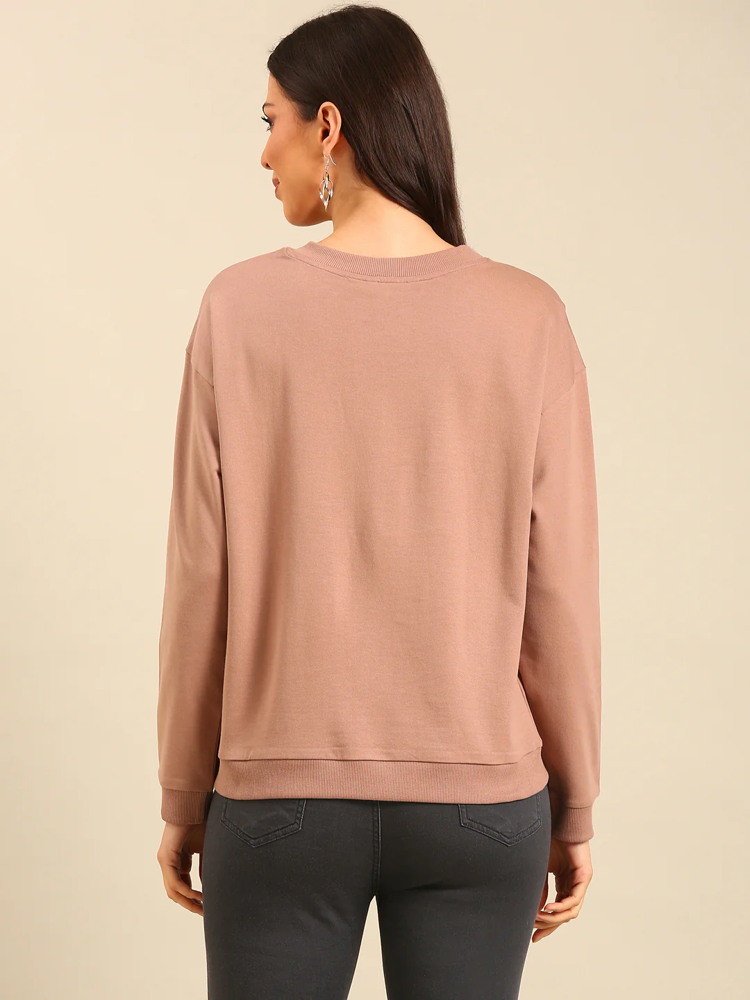 Women Beige Winter Sweatshirt - Image 2