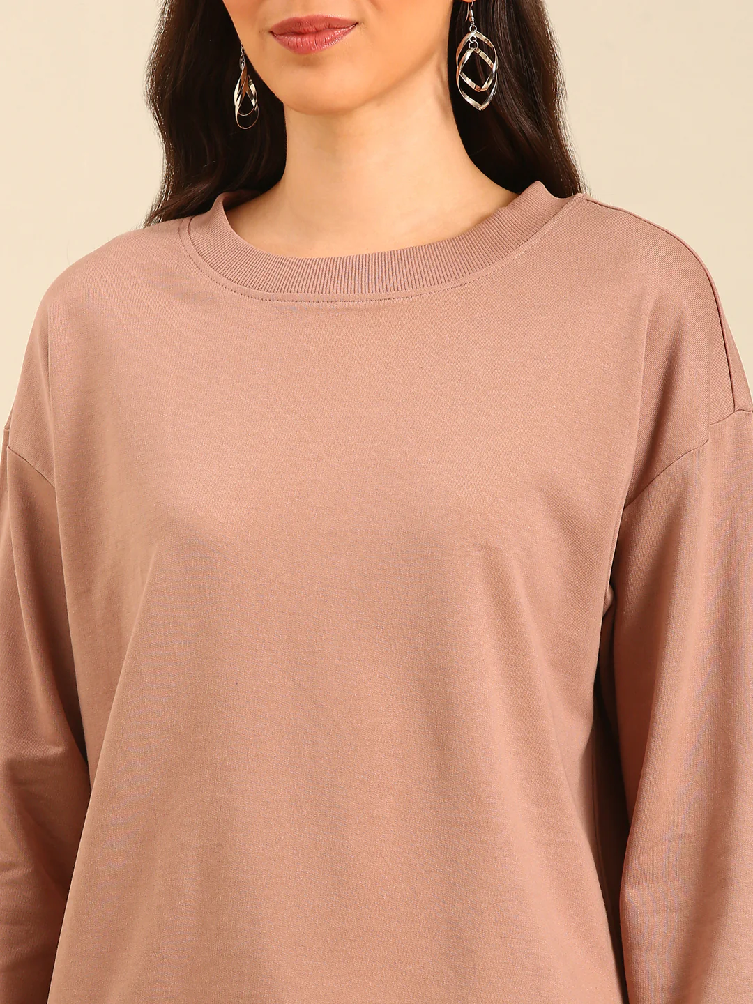 Women Beige Winter Sweatshirt - Image 3