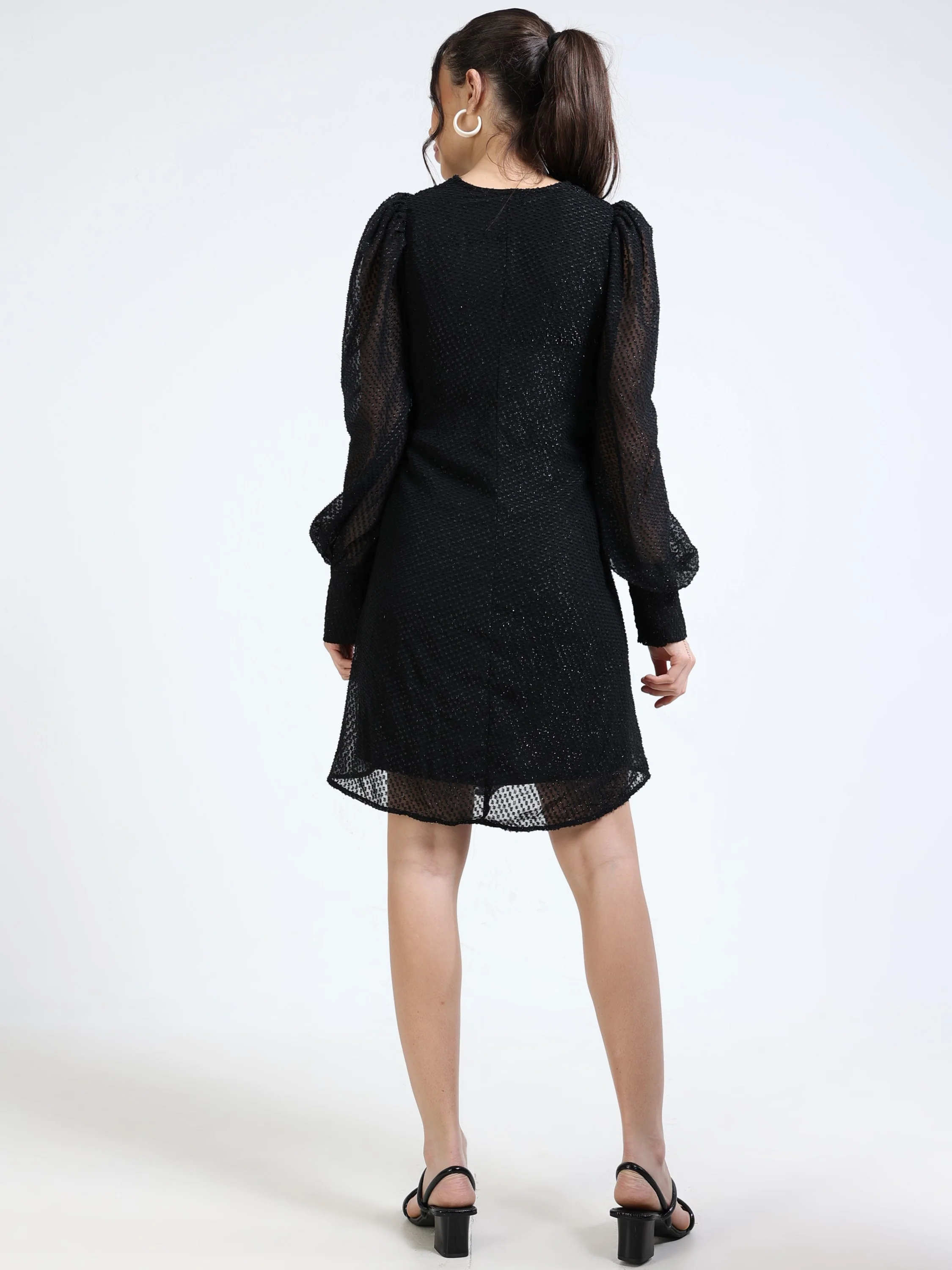 Women Balloon Sleeve Party Dress - Image 3