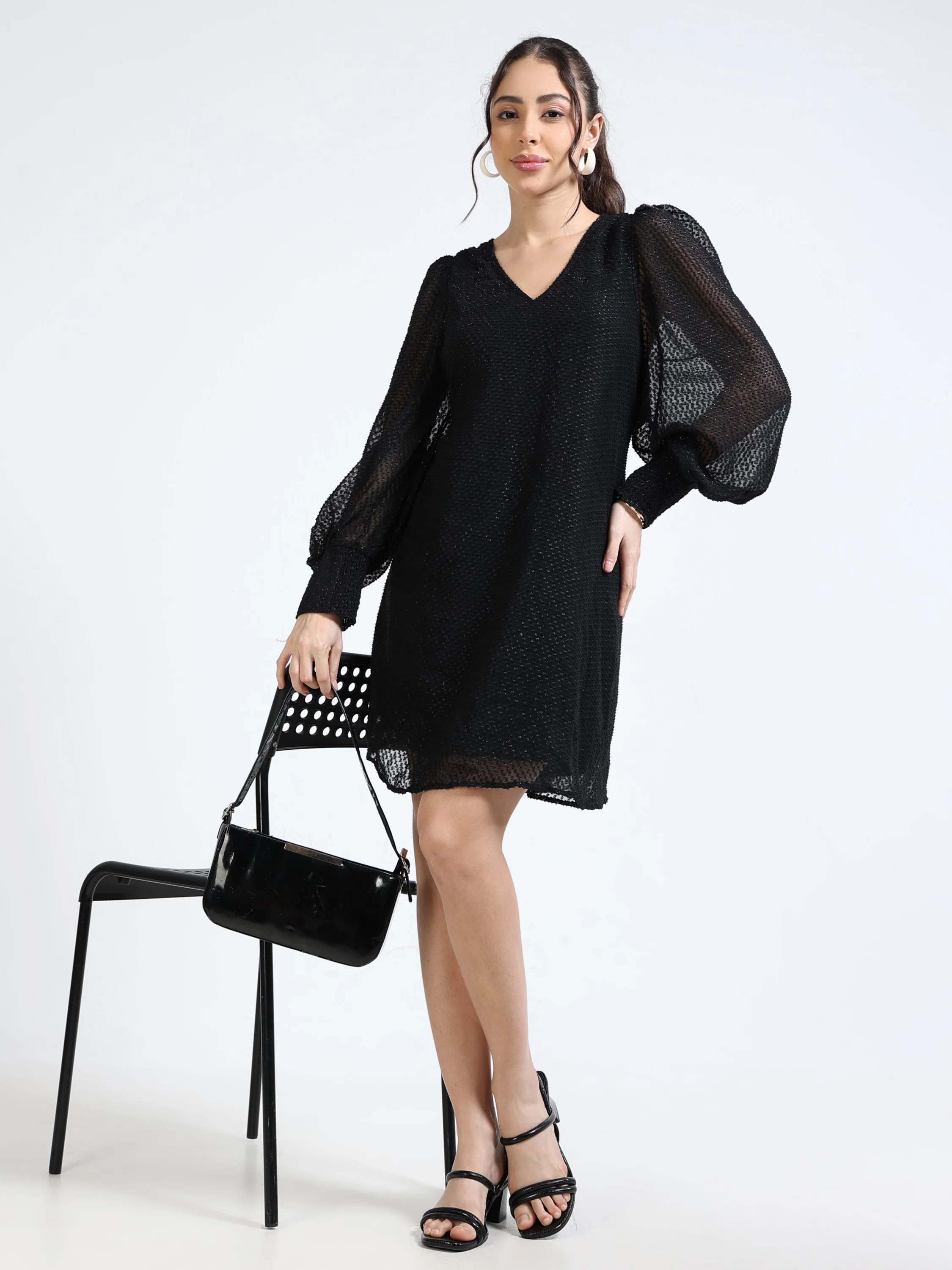 Women Balloon Sleeve Party Dress - Image 5
