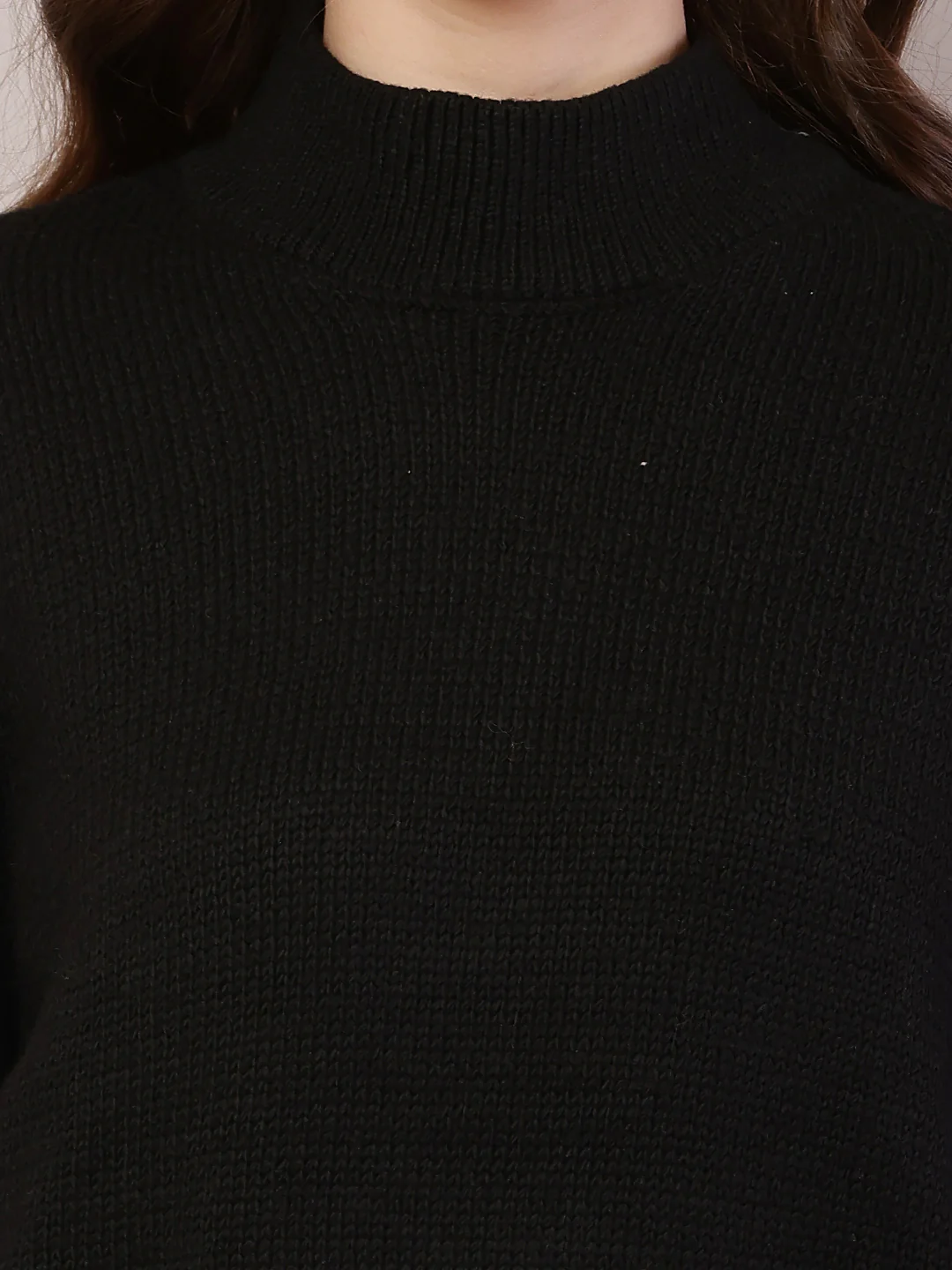 Women black acrylic full sleeve high-neck sweater - Image 4