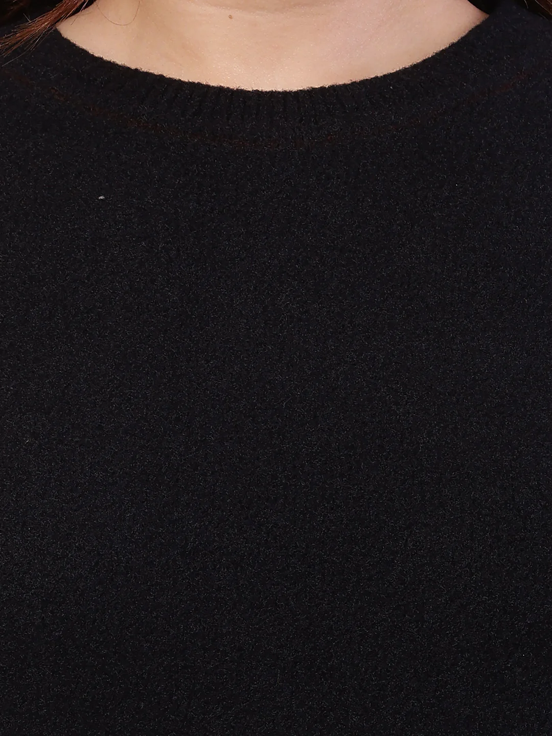 Women Black Acrylic Full Sleeve Round Neck Sweater - Image 5