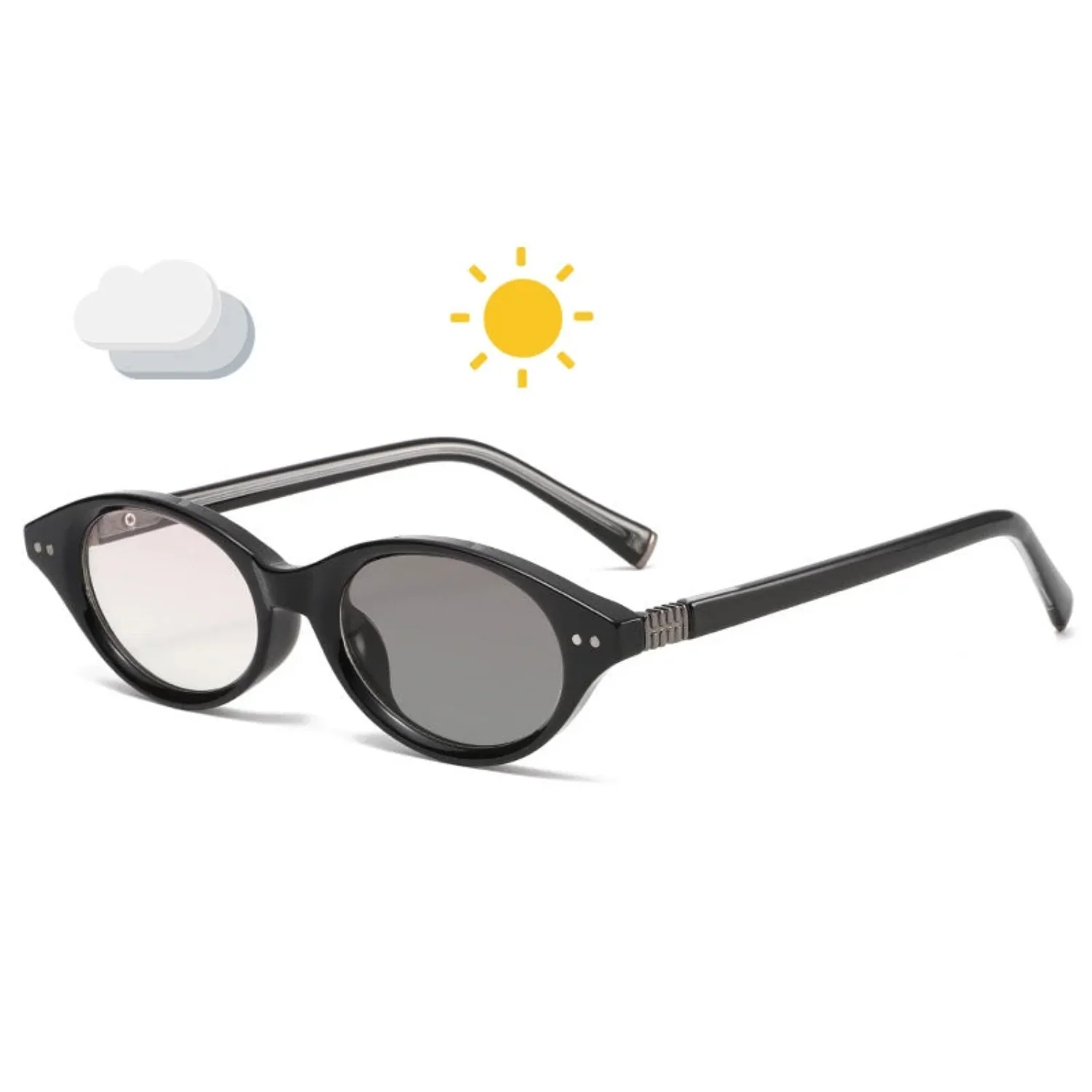 Women Black And Silver Oval Dual Tone Sunglasses - Image 3