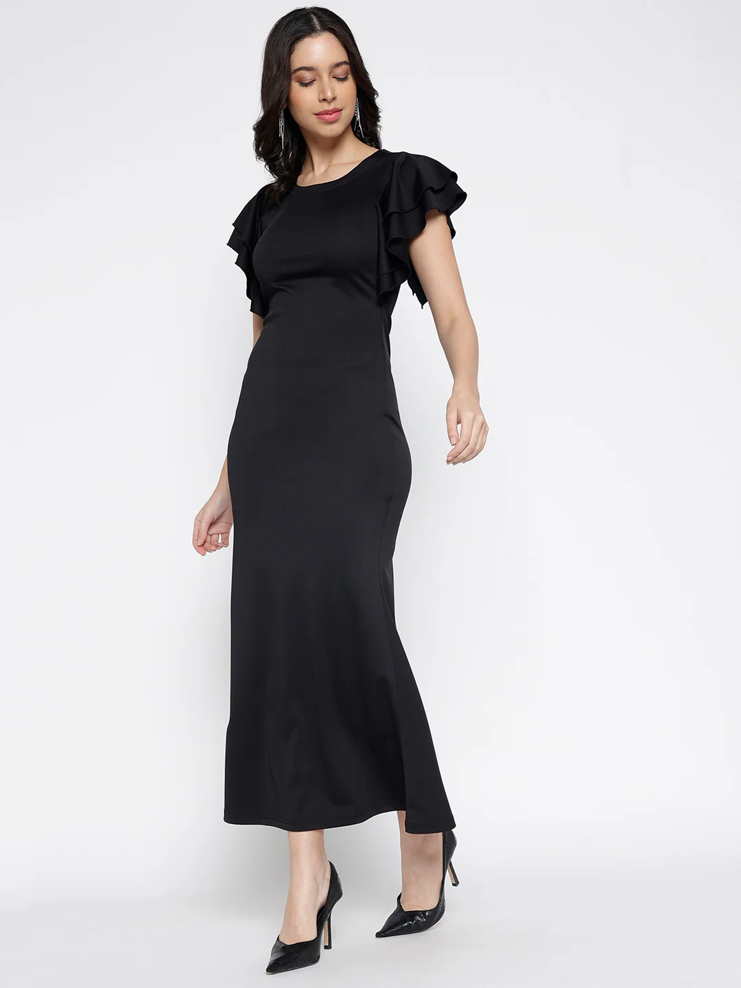 Women Black Armani Zurich Charm Midi Dress - Image 5
