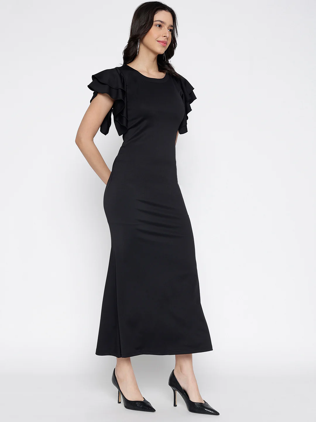 Women Black Armani Zurich Charm Midi Dress - Image 6