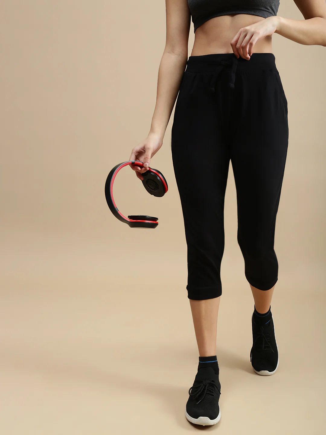 Women Black Athleisure Pants - Image 2