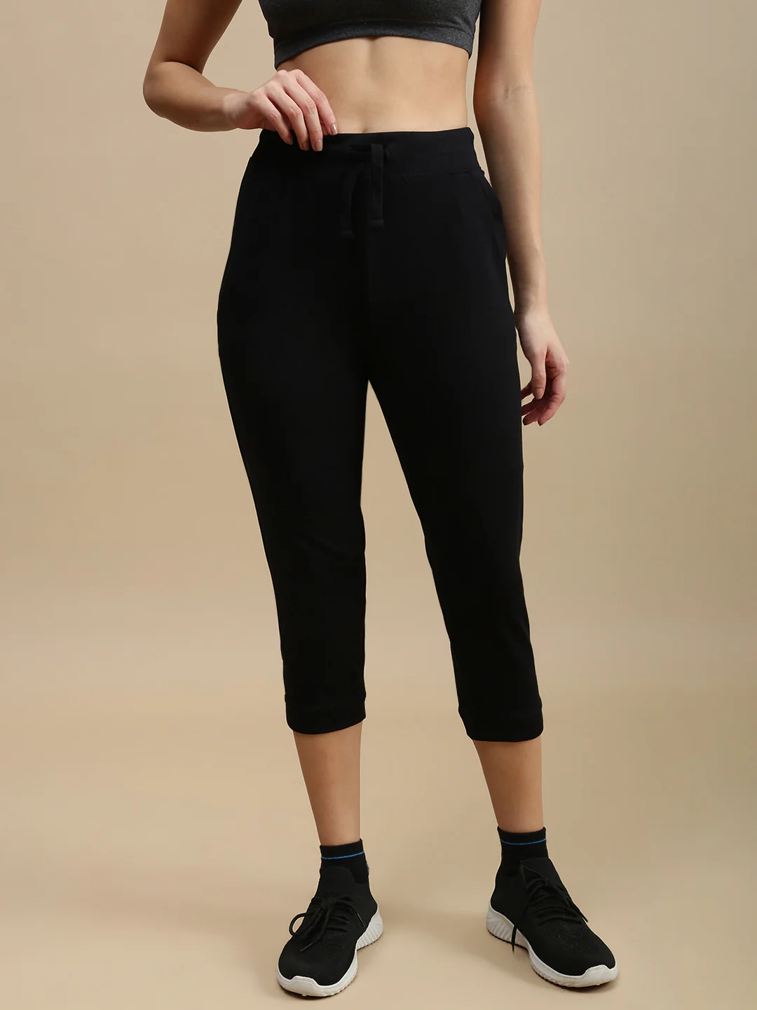 Women Black Athleisure Pants - Image 3