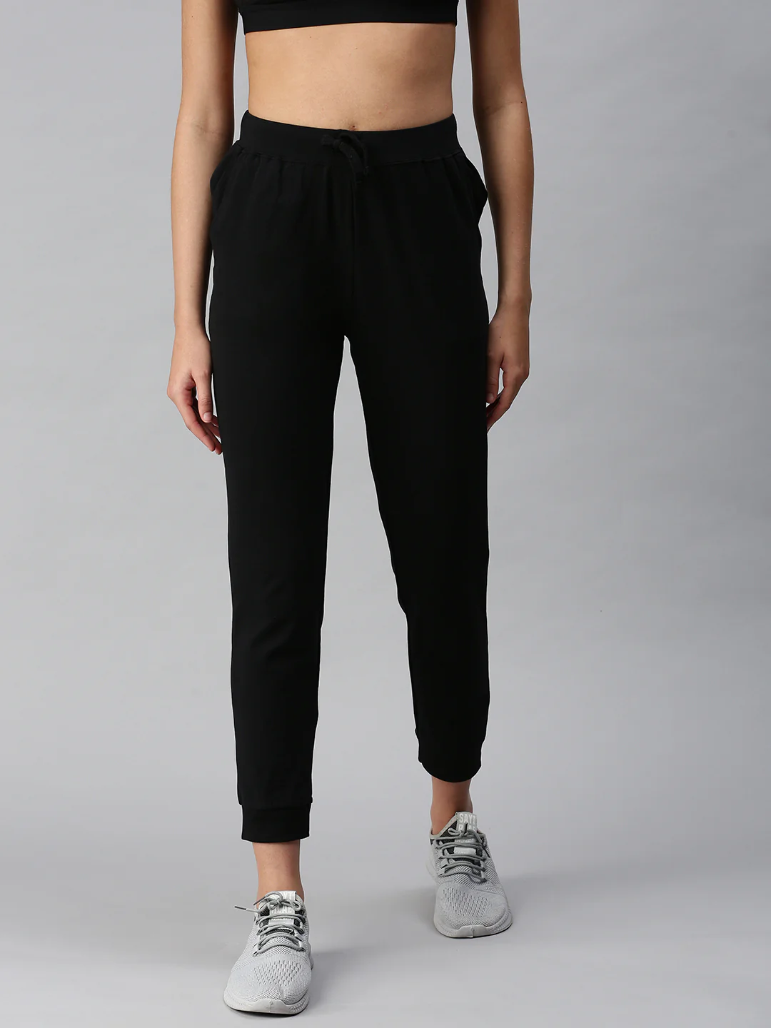 Women Black Athleisure Pants - Image 2