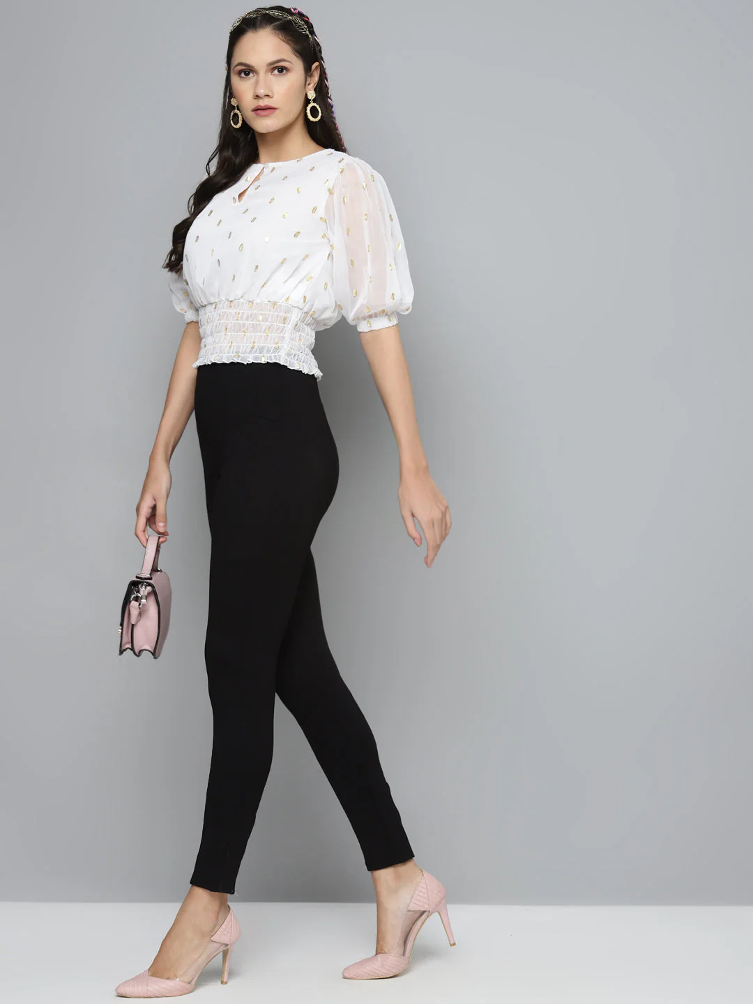 Women Black Back Zipper High Waist Jeggings - Image 4