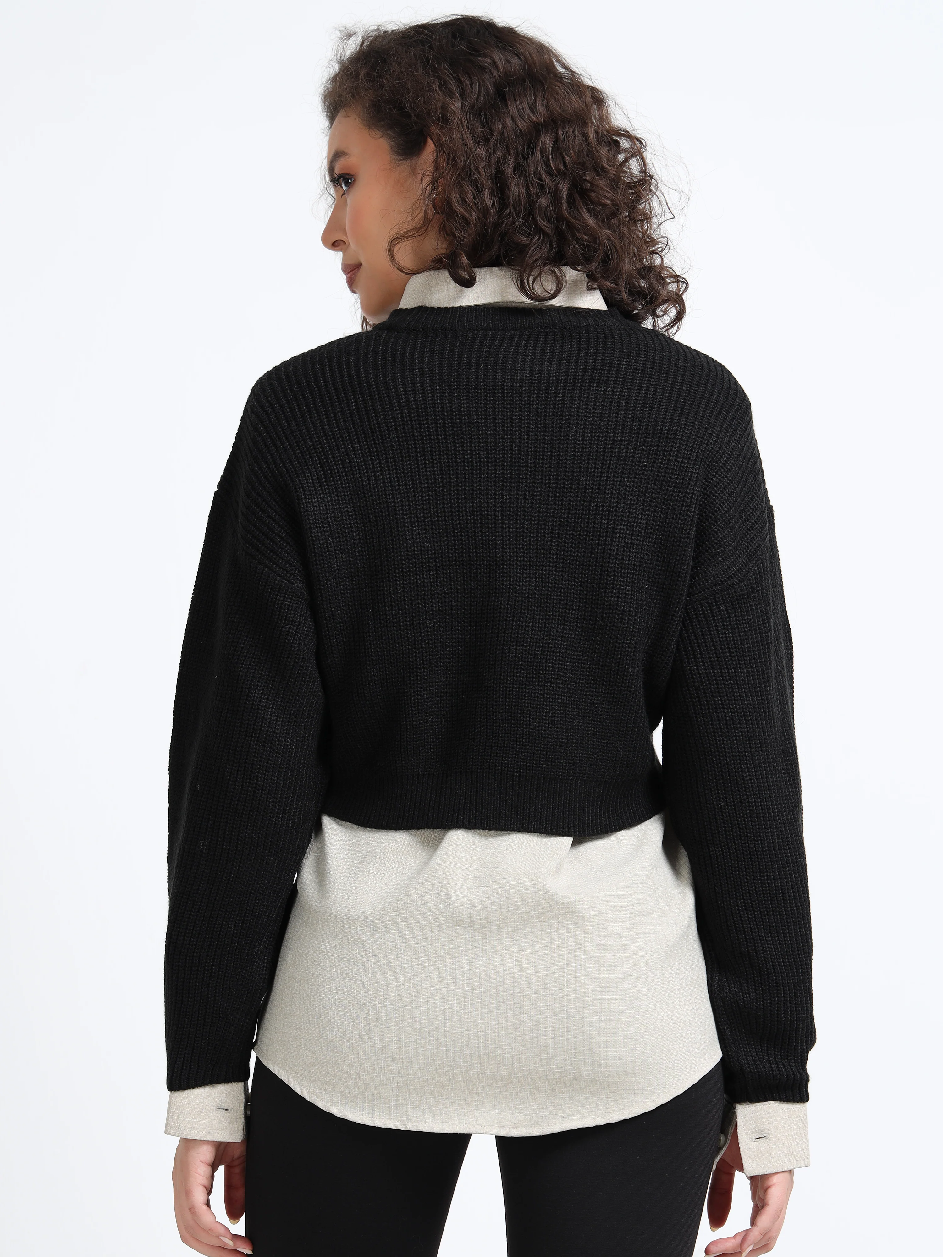 Women Balloon Sleeve Sweater - Image 2