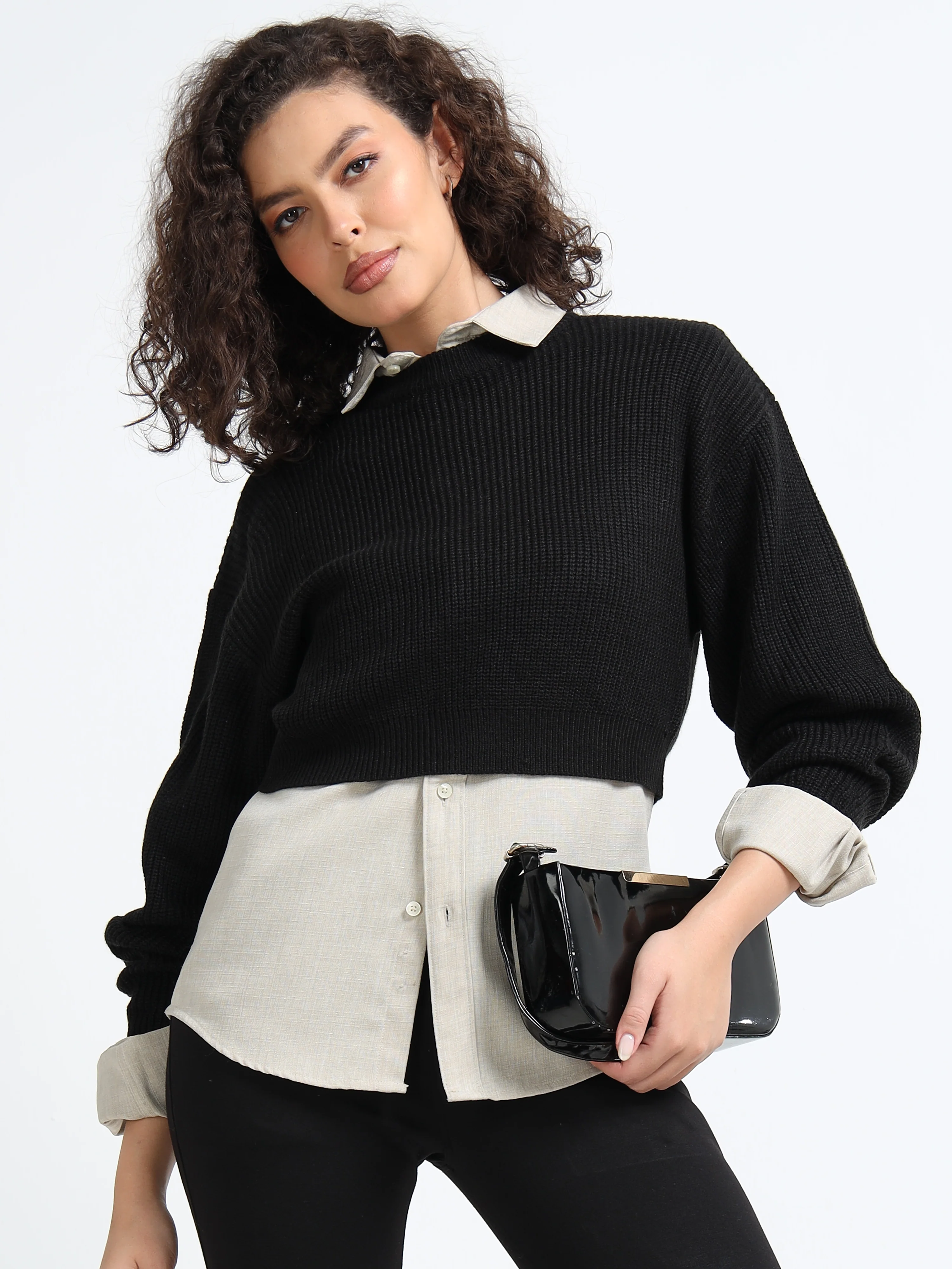 Women Balloon Sleeve Sweater - Image 3