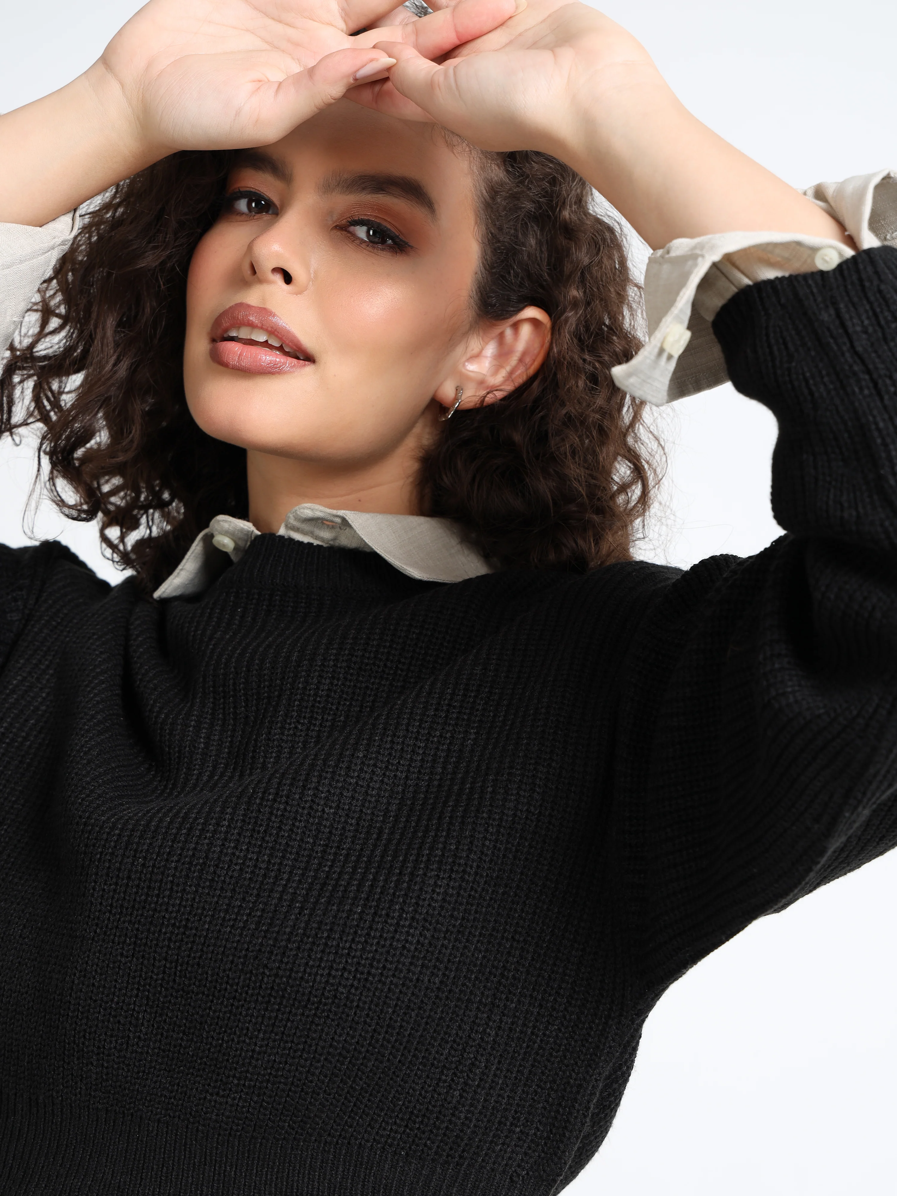 Women Balloon Sleeve Sweater - Image 4
